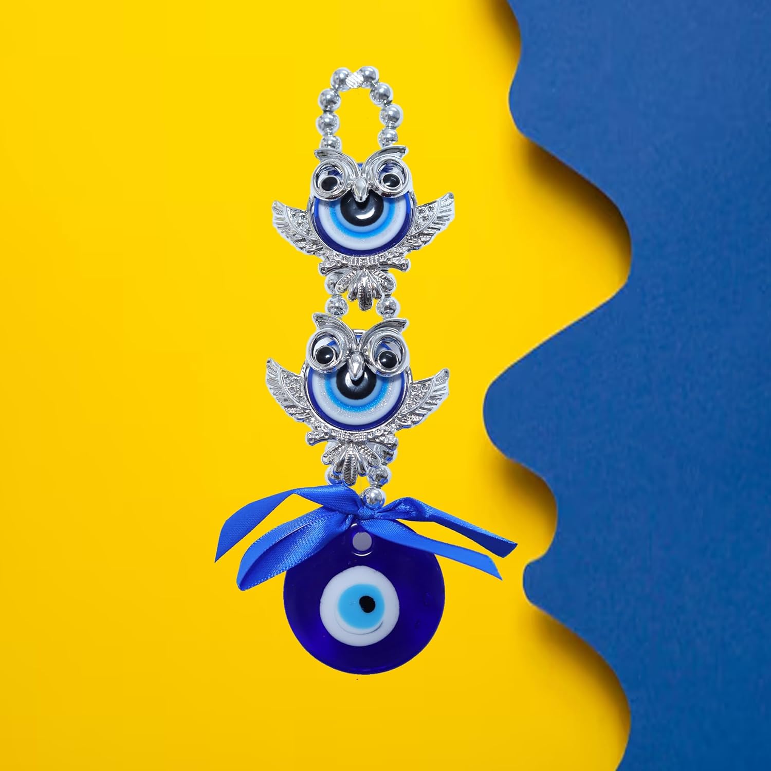 2 Owl Evil Eye Wall Hanging for Home Decor & Protection | 2 Owls with Blue Evil Eyes for Good Luck and Positive Vibes | Blue - Image 6