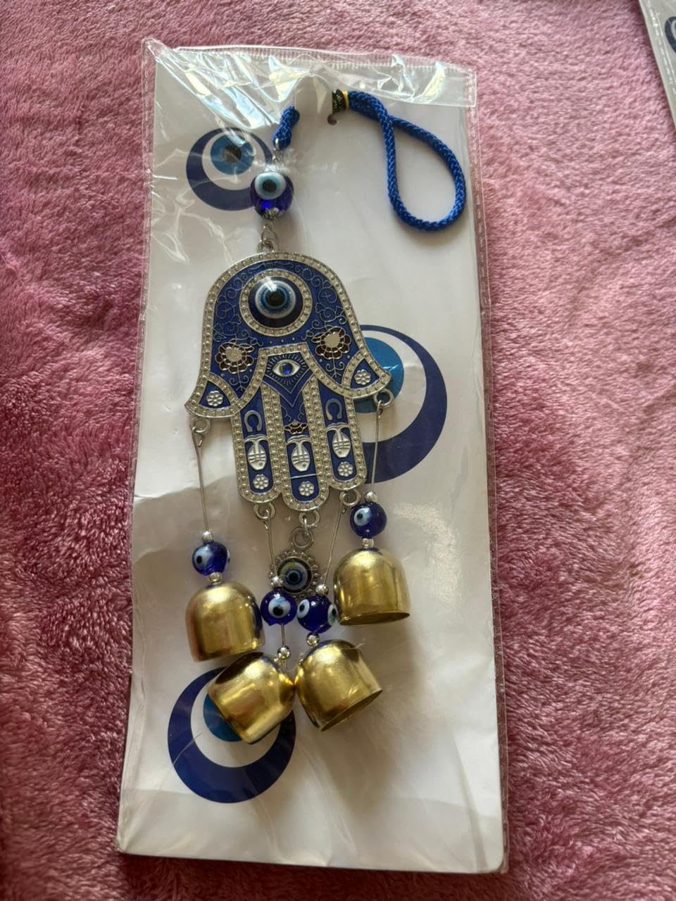 PARASHER Vedic SHOPP Blue Evil Eye Nazar Battu with Big Size Hamsa Palm Design with Big Eye Home Decor Wall Hanging| Hanging for Home Car and Office | Good Luck and Prosperity - Image 4