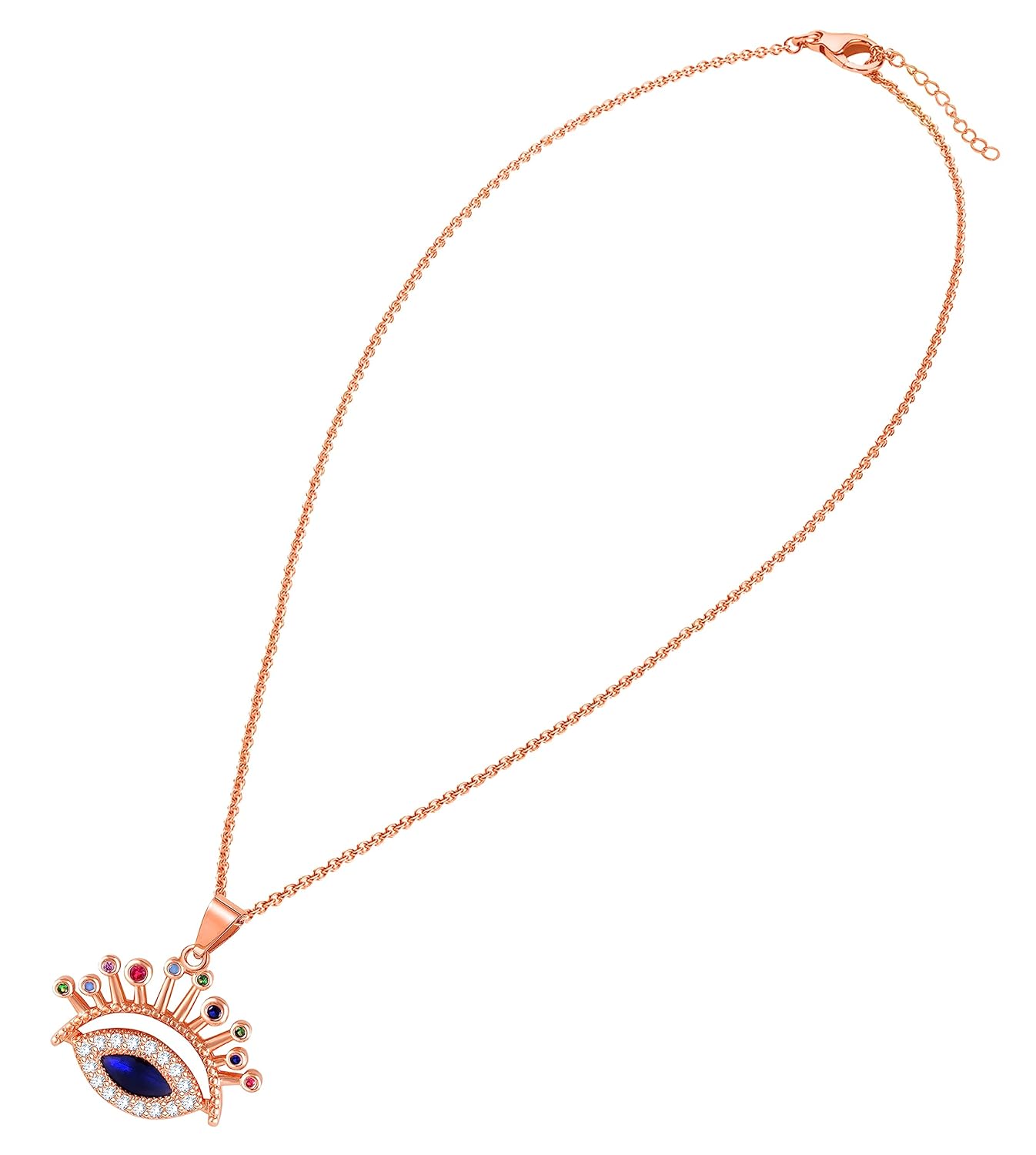 MEENAZ Pendant For Women Girls Ladies girlfriend Wife Evil eye Necklace locket Rose Gold Necklace AD CZ Necklace Diamond Pendants chains Valentine gifts Birthday Gift propose lovers love-367 - Image 3