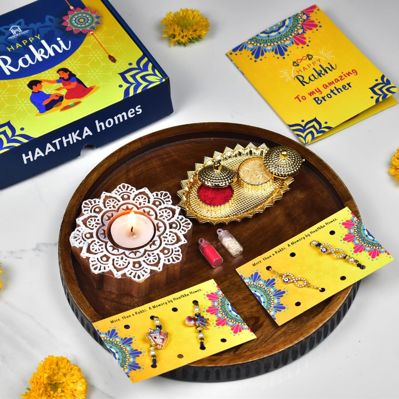 Haathka Homes Rakhi Set for Brother and Bhabhi with Evil eye Bracelet and 2 Rakhi for Kids- Celebrate Rakshabandhan with this 2 kids rakhi boys- Perfect Rakhi combo set with gift - Image 4