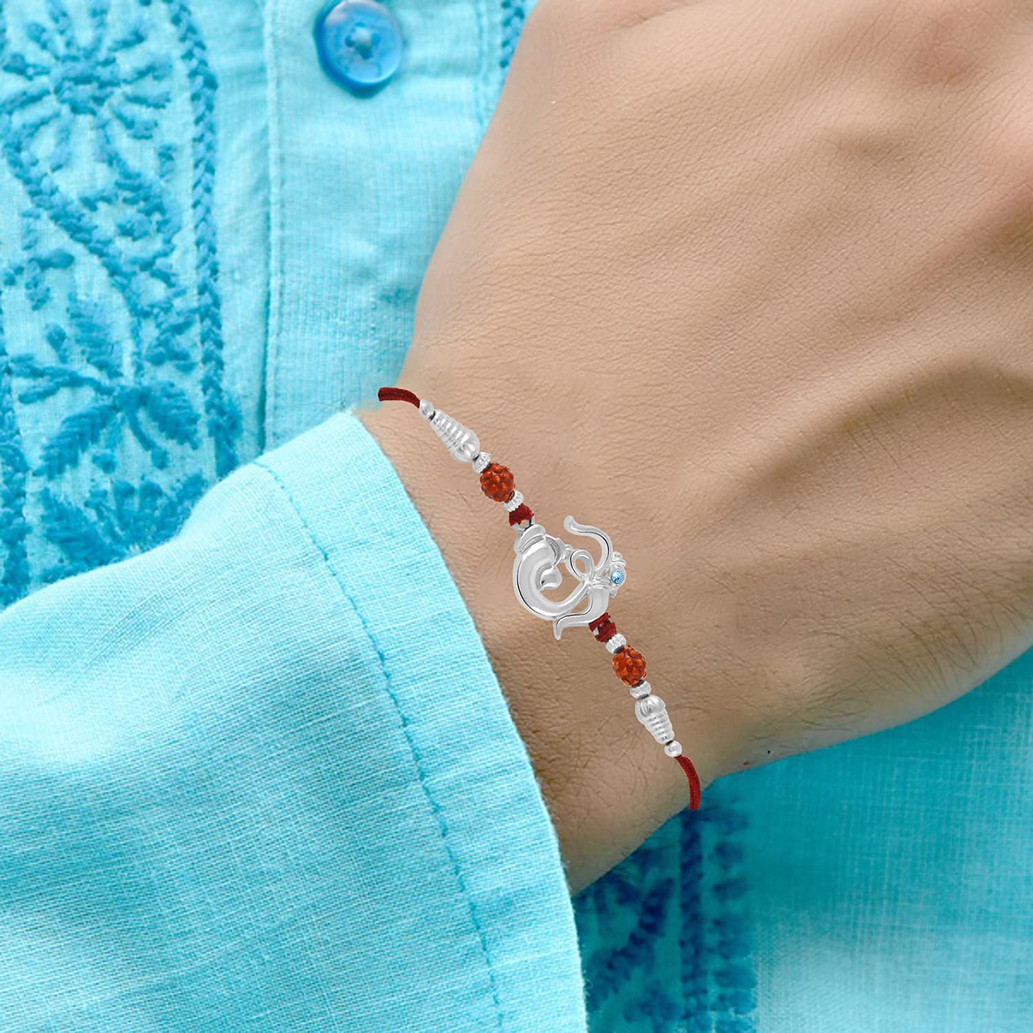 Okos Rakshbandhan Rakhi | Rakhi For Brother, Bhaiya, Bhai | Rakhi Combo | Rakshabandhan Gift Set| Rakhi Gift| Kundan Rakhi Combo Set| Rakhi Set for Brother - Image 5