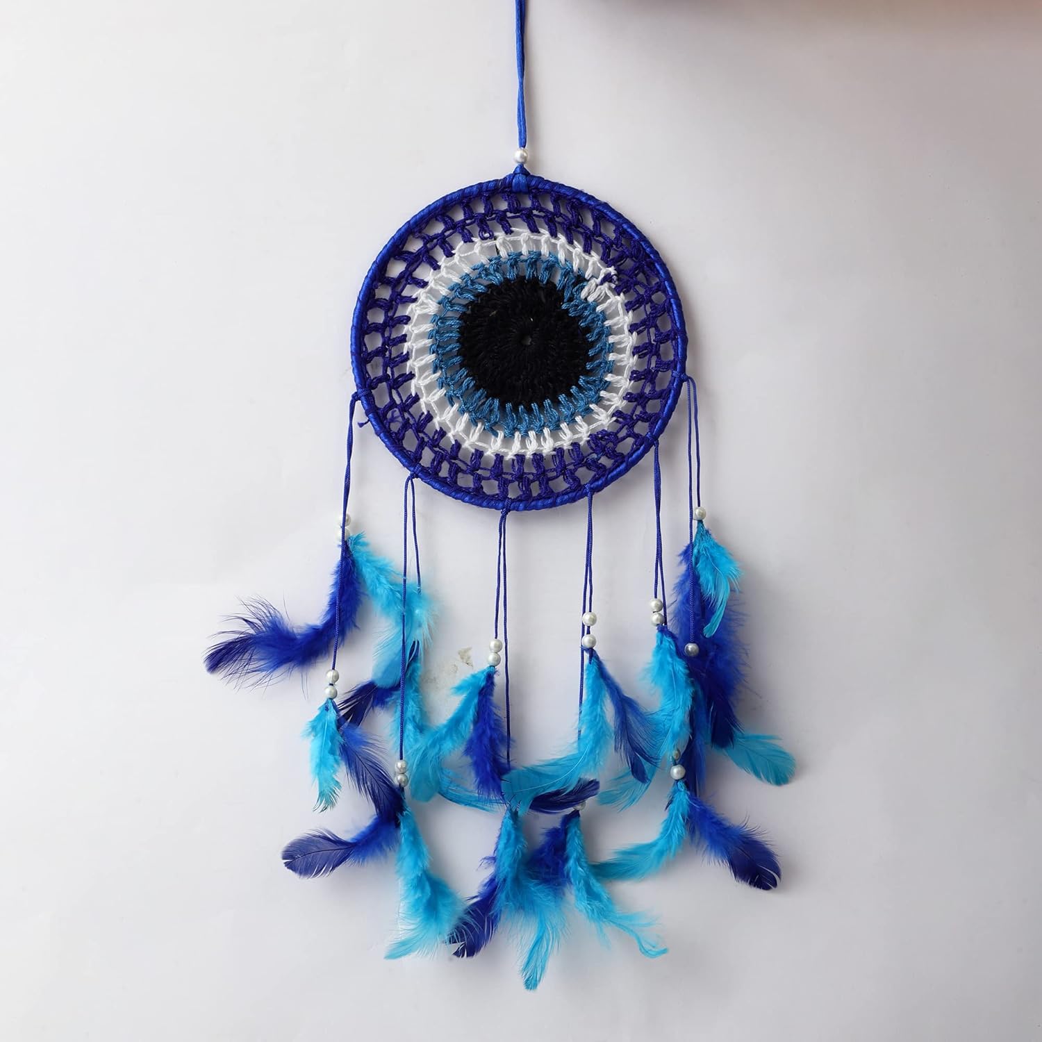 Good Aura Store Handmade Dream Catchers Wall Hangings for Home Decor Kids Room Bedroom Livingroom Balcony Feathers Dreamcatcher Wall Decorations Gift Items(Pack of 1, 15LX48Hcm, Blue) - Image 2
