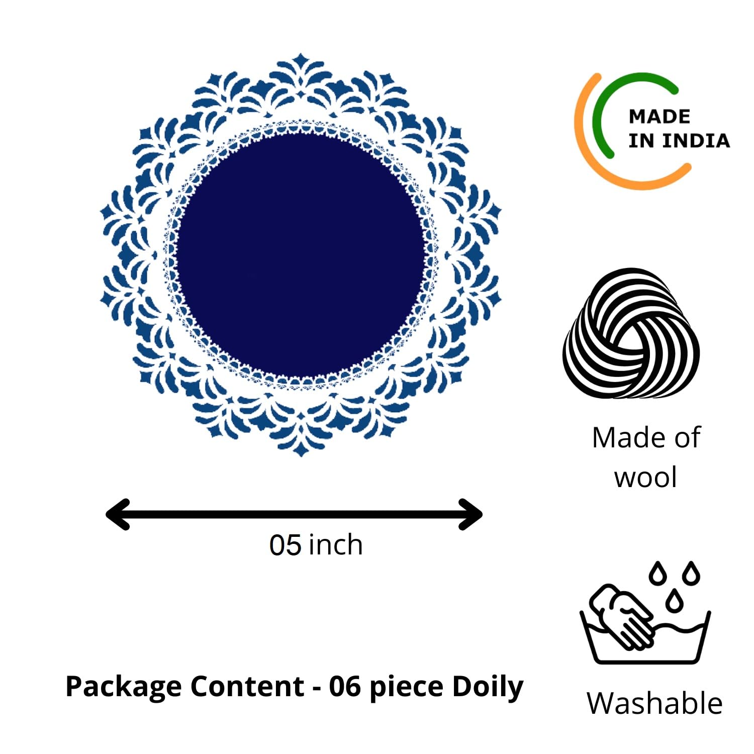 RITIKA CRAFT® Woolen Crochet Handmade Evil Eye Doily/Tea Coaster -5 Inch (Pack of 6) - Image 5