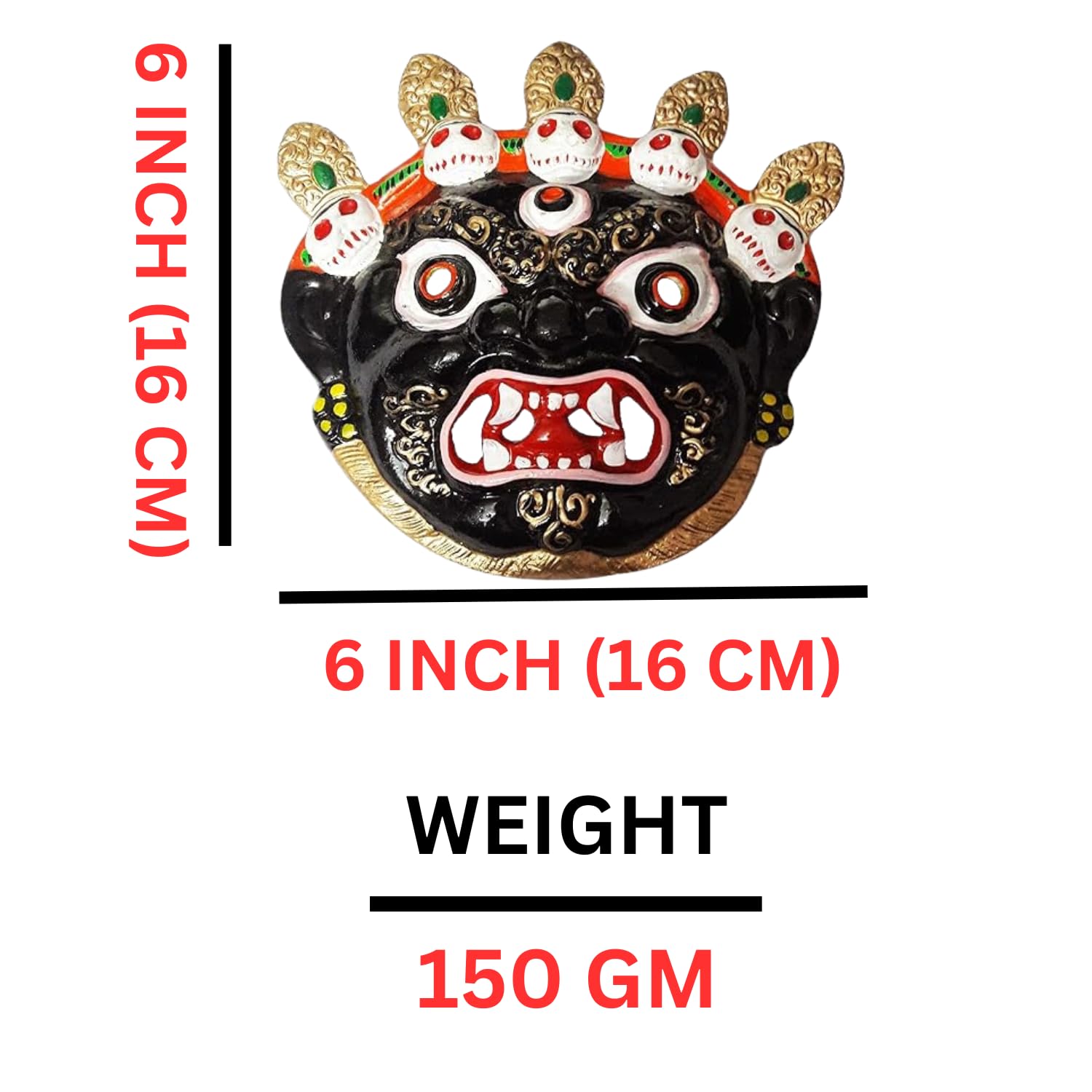 Salvus App SOLUTIONS Metal Nazar Battu Wall Hanging with Mahakal Face Mask - Protection from Evil Eye for Home, Office & Shops (6 INCH) - Image 3