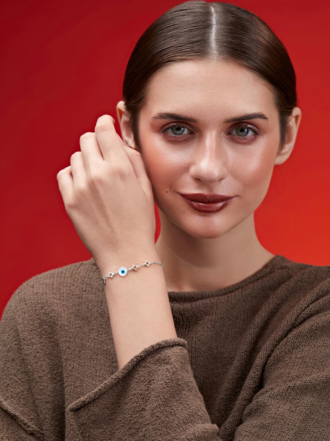 MINUTIAE Round Evil Eye Nazariya Plated Link Bracelet For Womens and Girls - Image 6