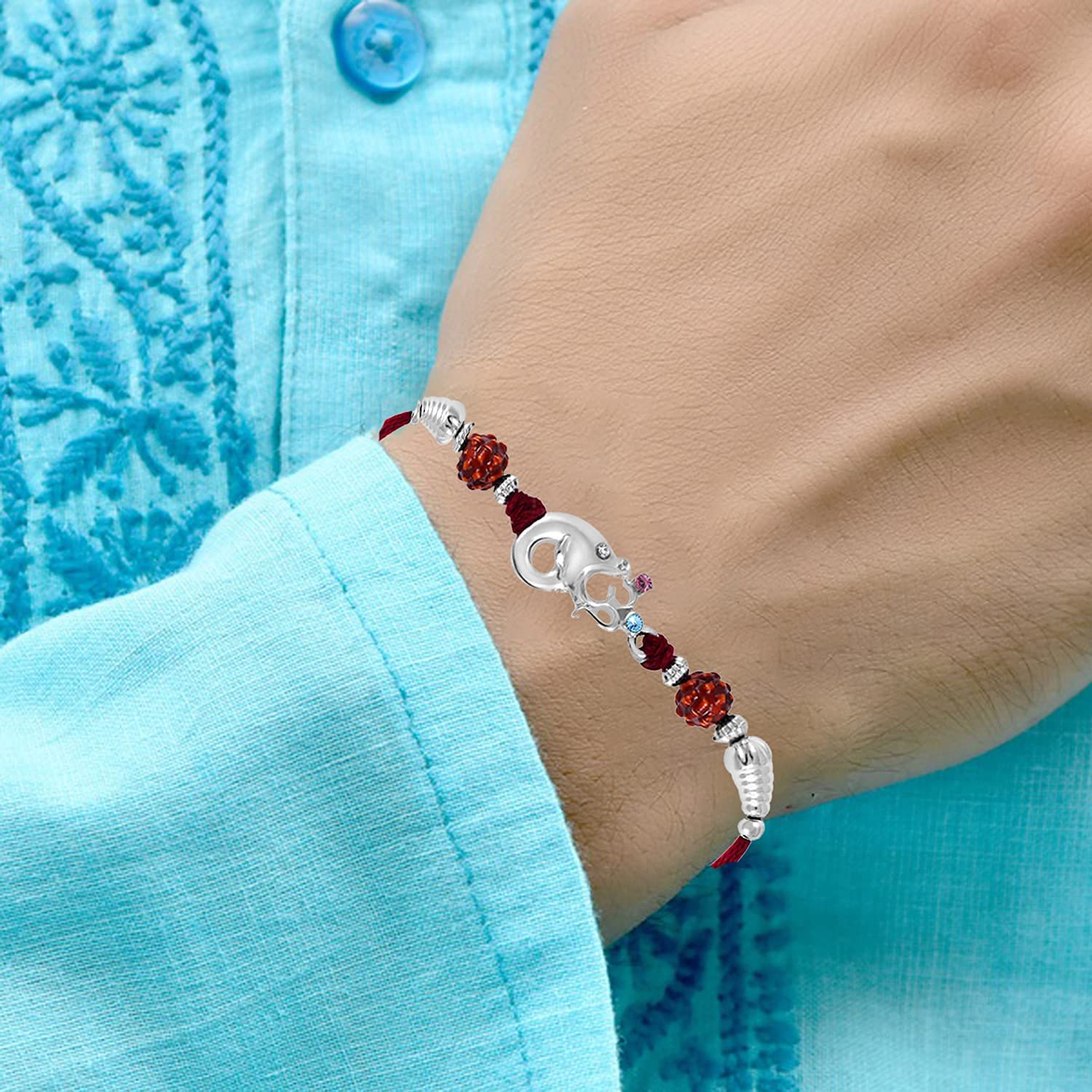 Okos Rakshbandhan Rakhi | Rakhi For Brother, Bhaiya, Bhai | Rakhi Combo | Rakshabandhan Gift Set| Rakhi Gift| Kundan Rakhi Combo Set| Rakhi Set for Brother - Image 6