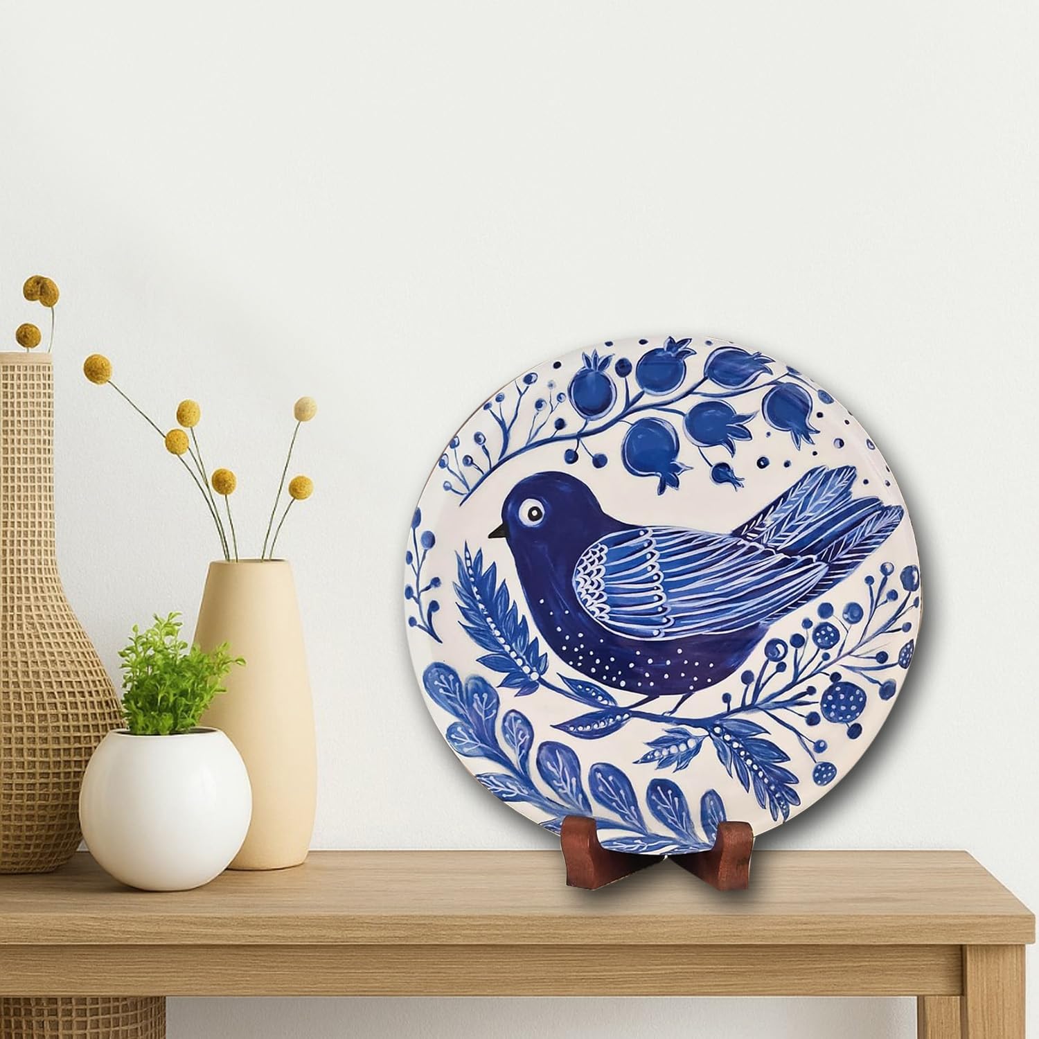 Devansh Pastel Pichwai Blue Bird Harmony Wall Plate (10 Inch) Finish Frame for Home Decoration, Living Room - Wall Art for Gift, Aesthetic Room Decor Items | Wall Hanging (Blue) - Image 3