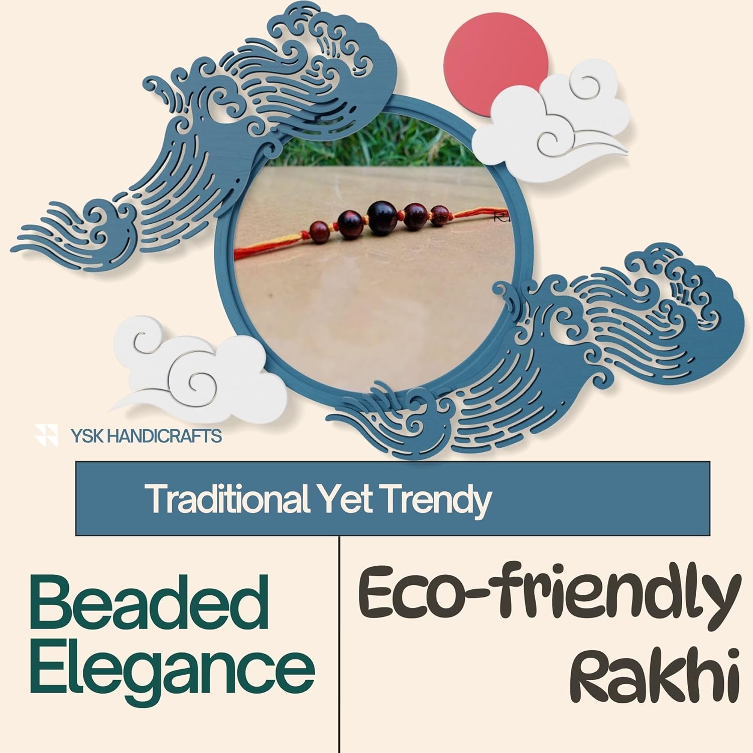 RDK Original Red Sandalwood (Lal Chandan) Rakhi for Brother/Designer Rakhi for Brother - Image 3