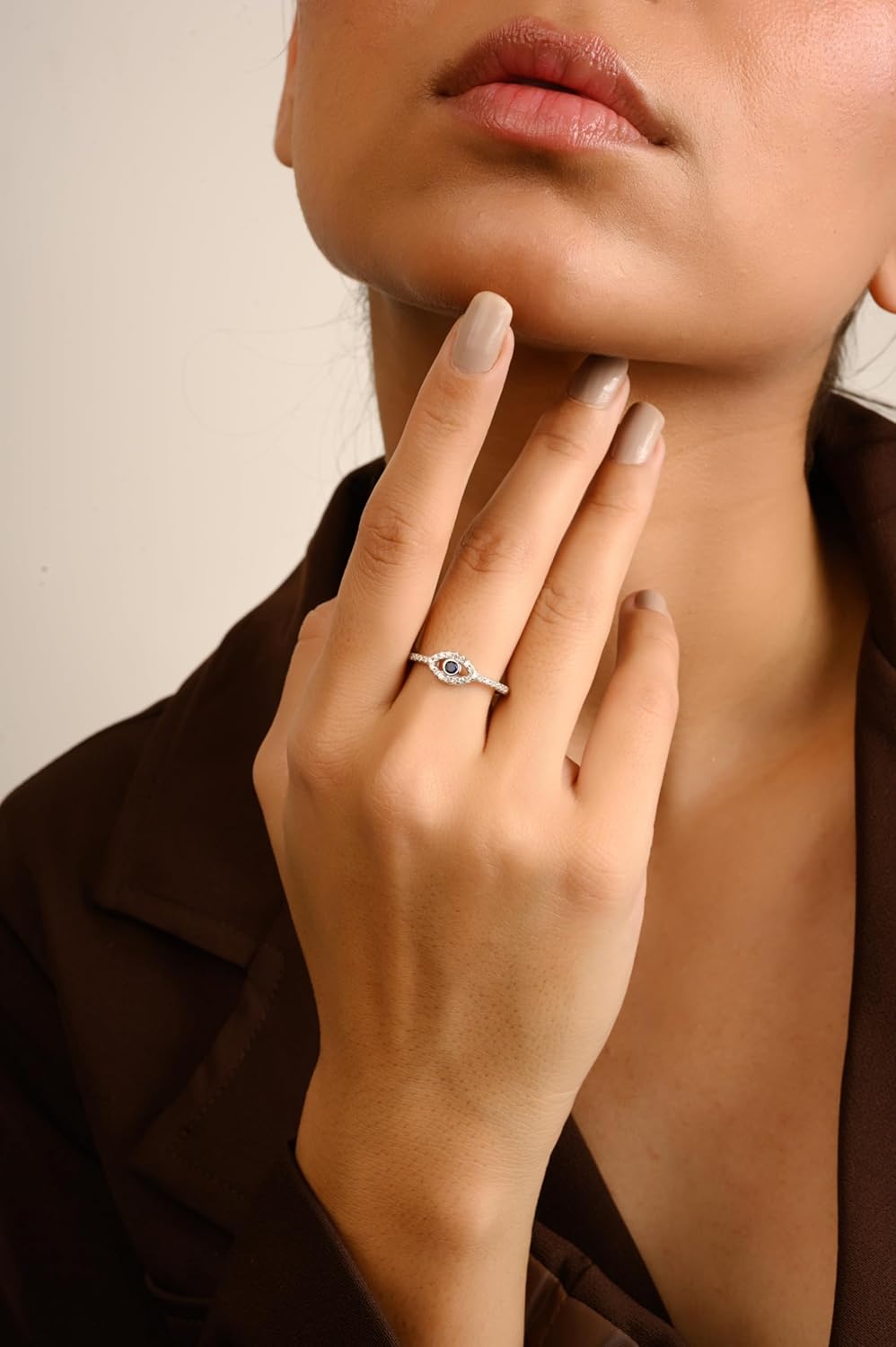 METALM Blue Evil Eye 925 Sterling Silver Ring- Protection Cubic Zirconia Promise Ring- Nazar Ring For Girlfriend- Graduation Mothers Day Gift - Image 5