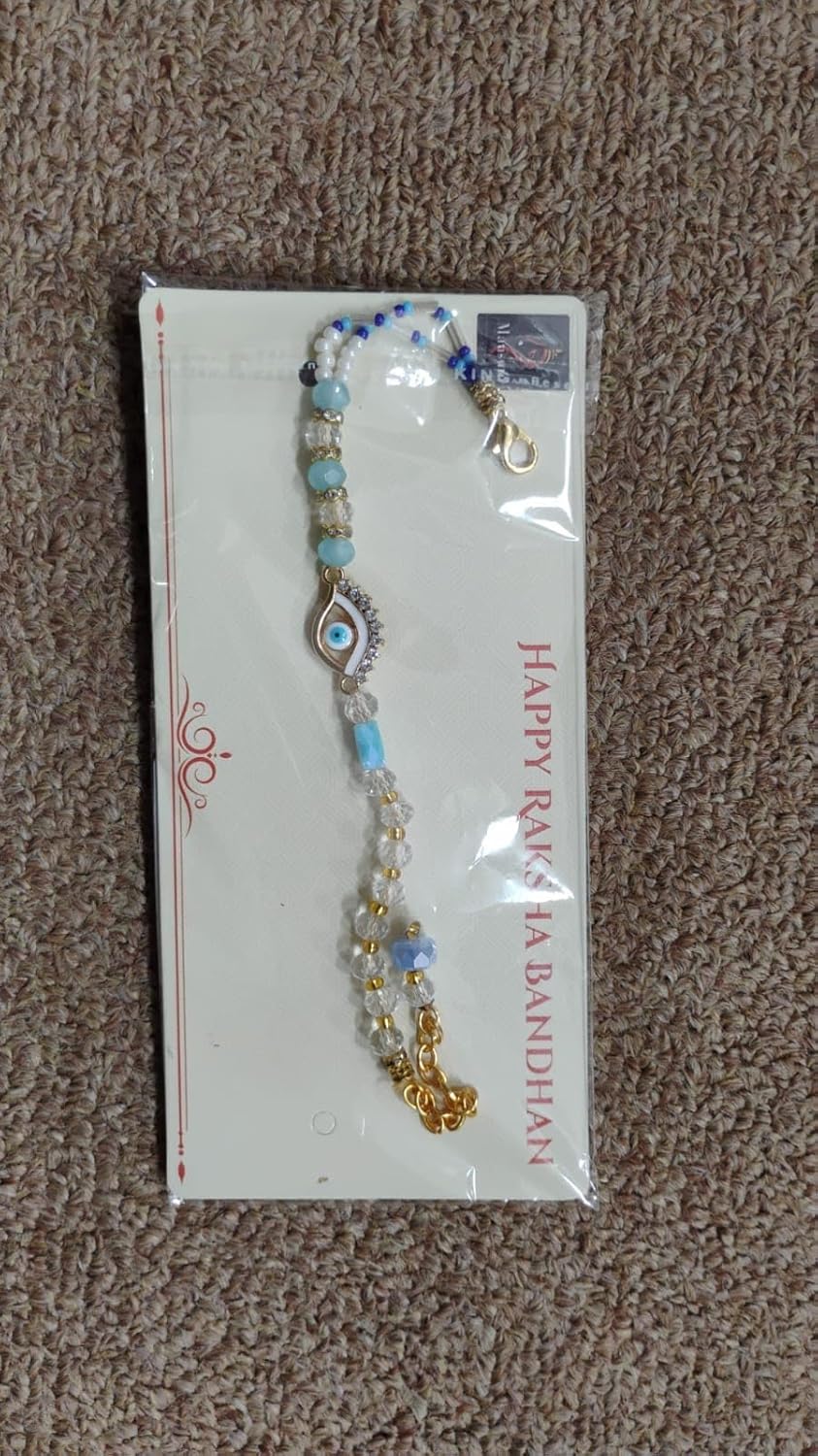 HILOR ARTS Traditional Handmade Beaded Bracelet Style Rakhi For Raksha Bandhan| Wrist Band For Brothers & Sisters | Trendy Combination Designs With Charms For Kids - Image 6