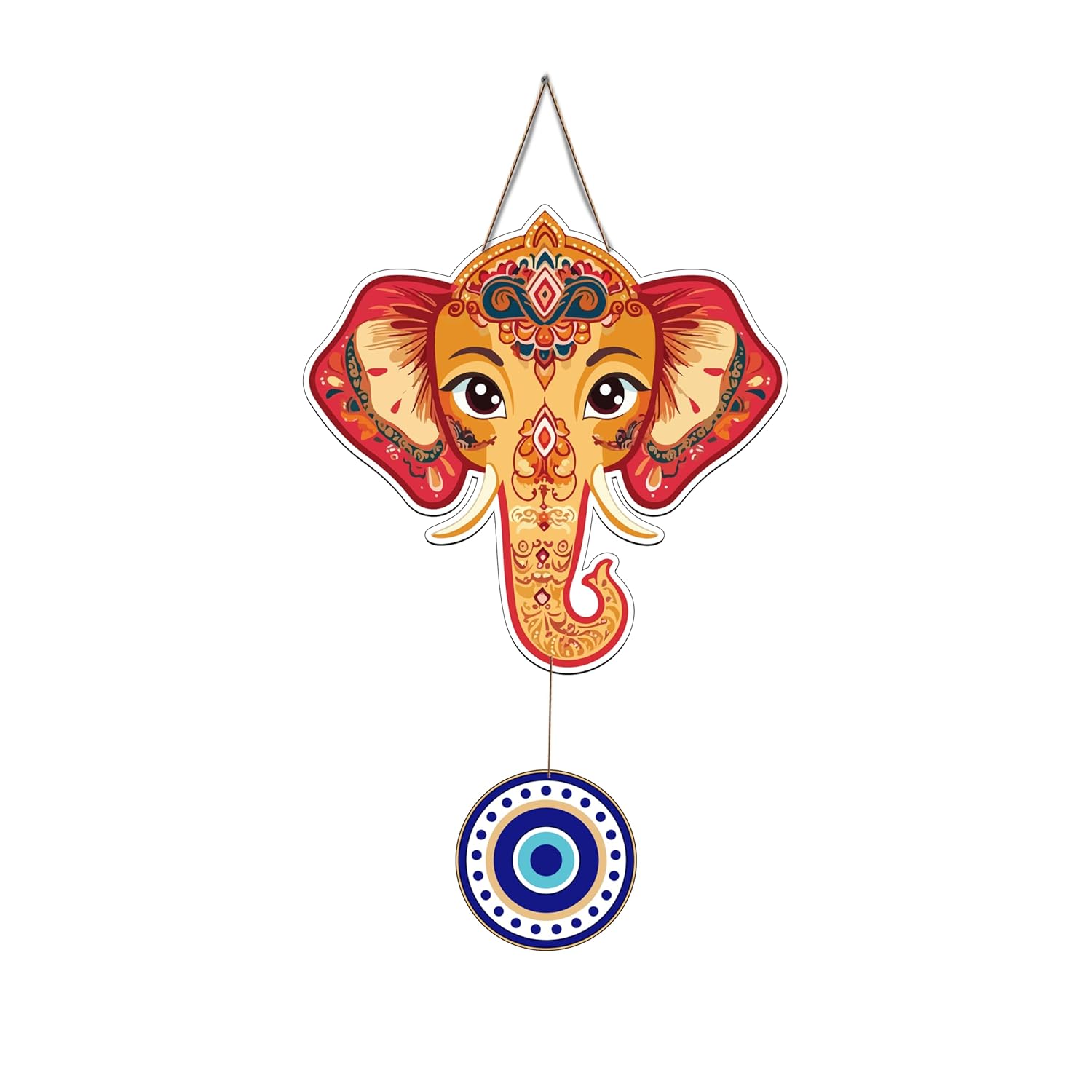 Gift Me Bazar Wooden Elephant Wall Hanging | Evil Eye Hanging Wall Decoration for Livingroom | Modern Artworks Items | Home Decoration Wall Art Decor - Image 2