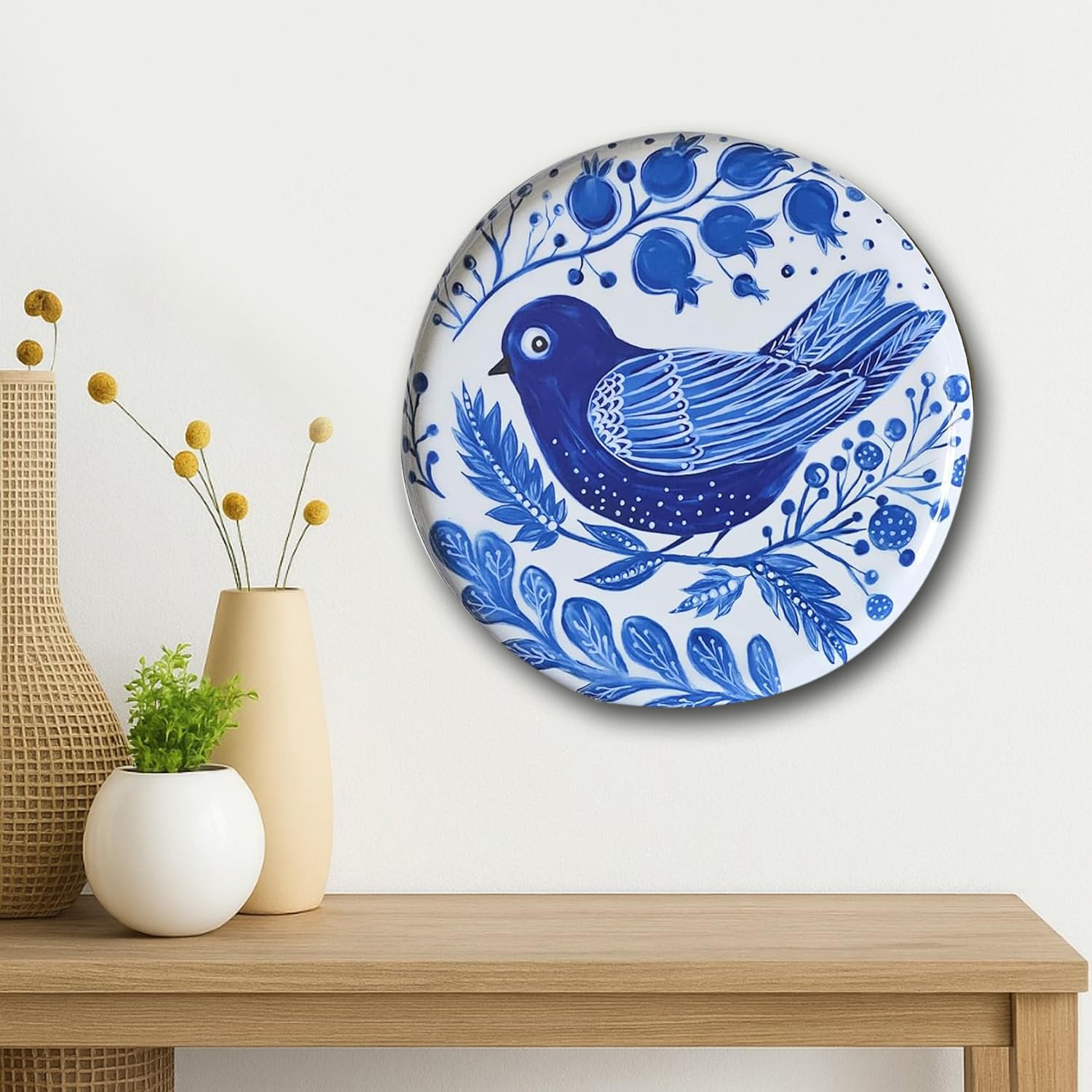 Devansh Pastel Pichwai Blue Bird Harmony Wall Plate (10 Inch) Finish Frame for Home Decoration, Living Room - Wall Art for Gift, Aesthetic Room Decor Items | Wall Hanging (Blue) - Image 2
