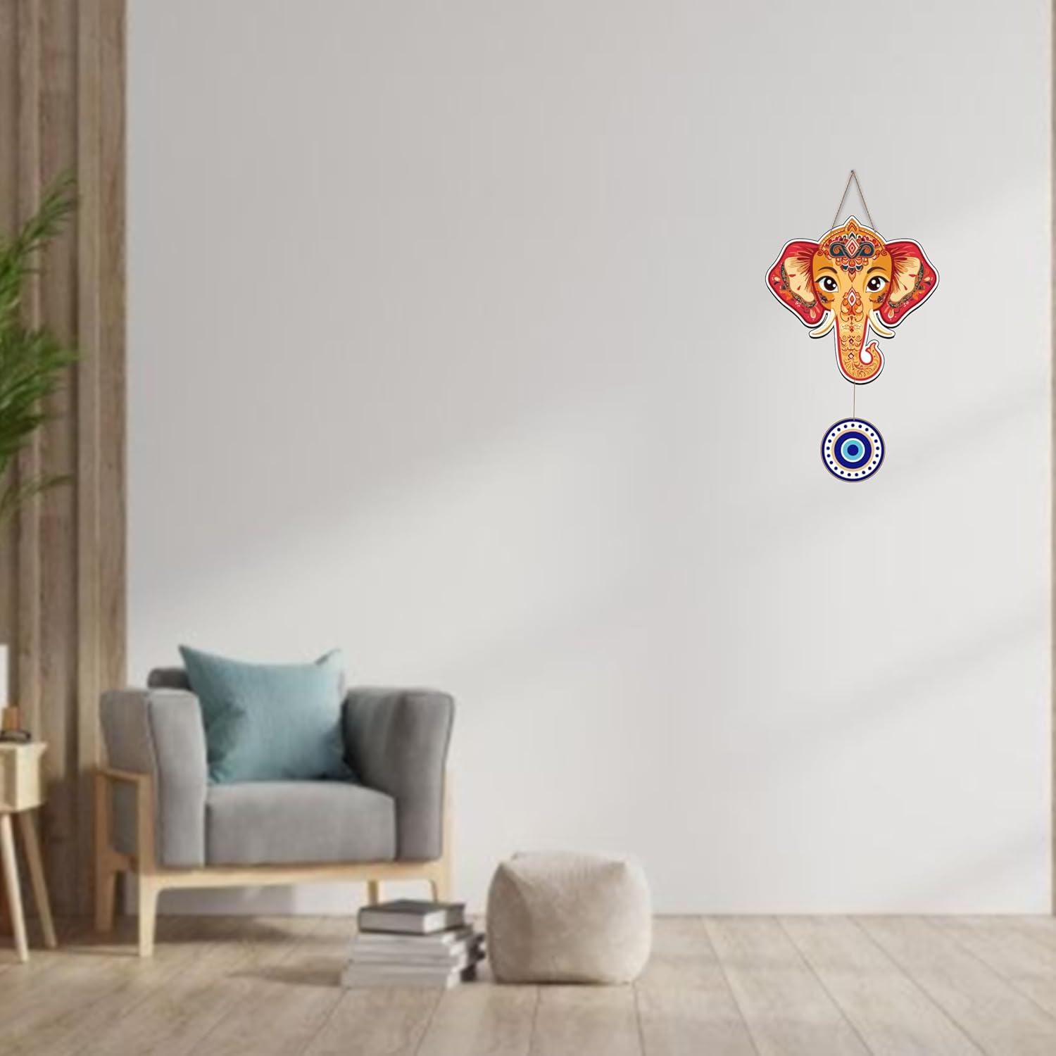Gift Me Bazar Wooden Elephant Wall Hanging | Evil Eye Hanging Wall Decoration for Livingroom | Modern Artworks Items | Home Decoration Wall Art Decor - Image 6