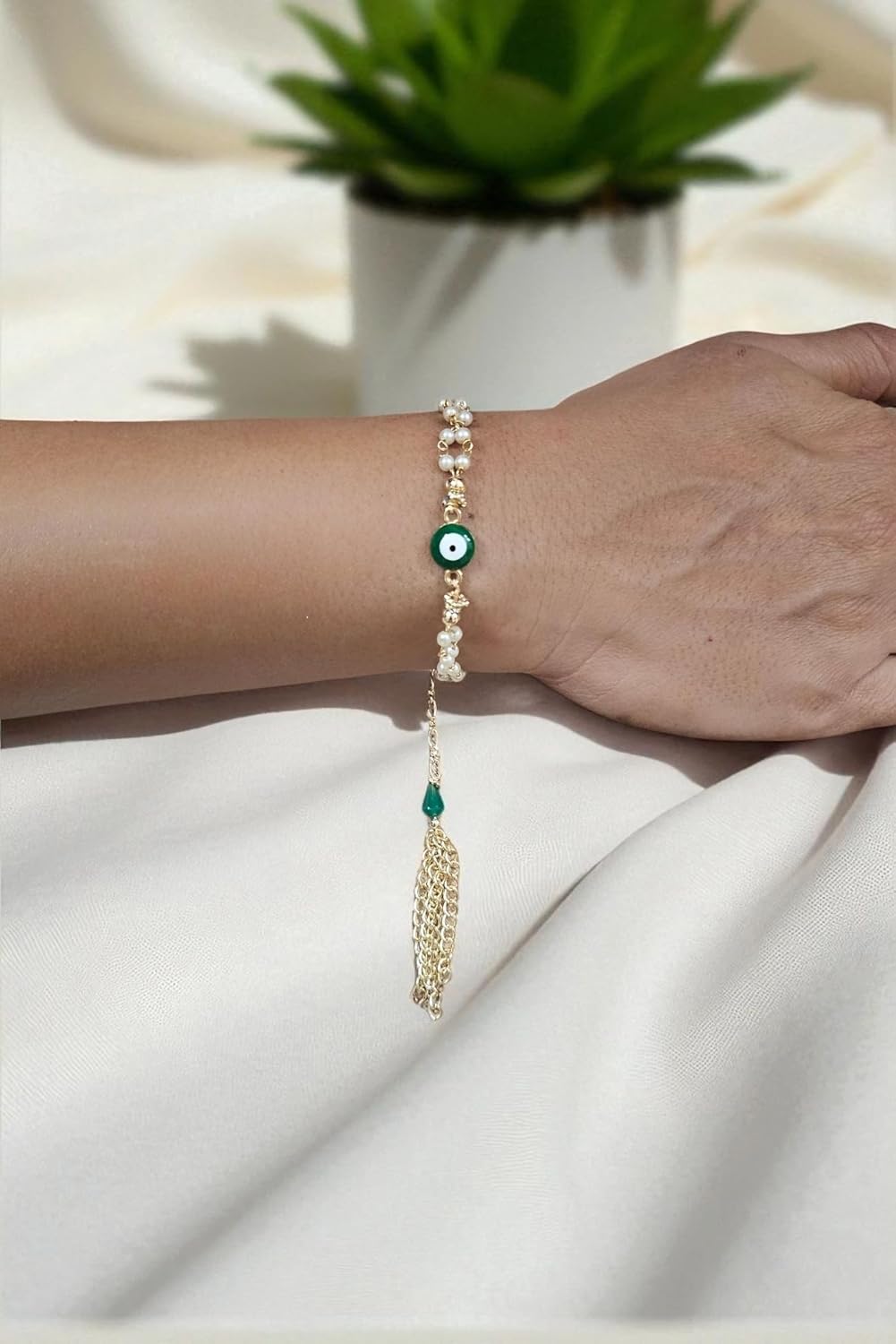Mahi Lumba Rakhi for Bhabhi - Crystals Studded Bracelet Style Rakshabandhan Rakhi for Women (PARAL1100711ZPR) - Image 3