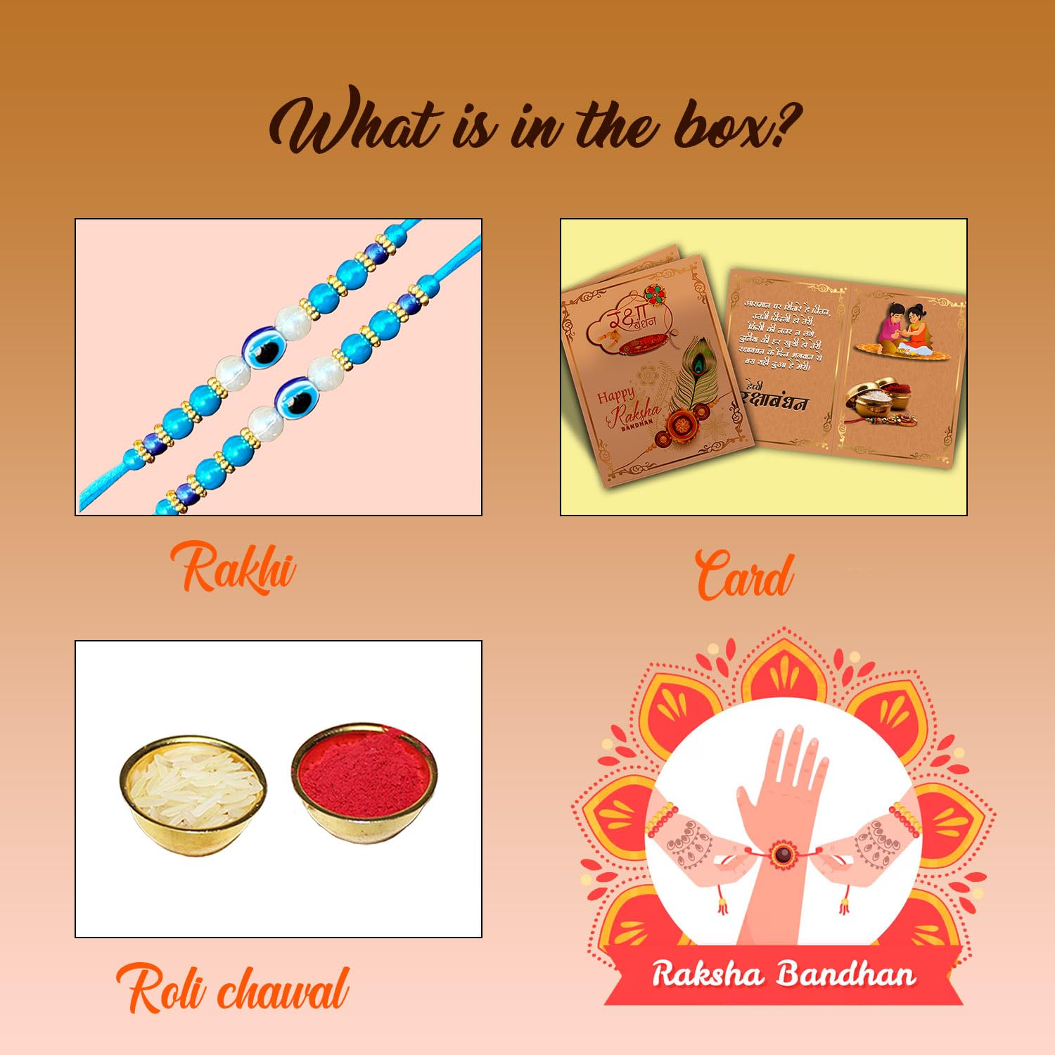 AWANI TRENDS Evil Eye Rakhi Combo With Roli chawal and Rakshabandhan Greeting card For Men (2EV) Set of 2 Rakhis - Image 7