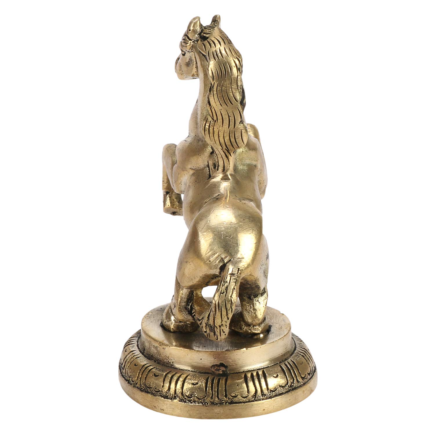 ARTVARKO Brass Horse with Uplifted Legs Standing Tableware Showpiece Home Decor Vastu Statue, 12 X 10 X 6 Cm, Gold - Image 6