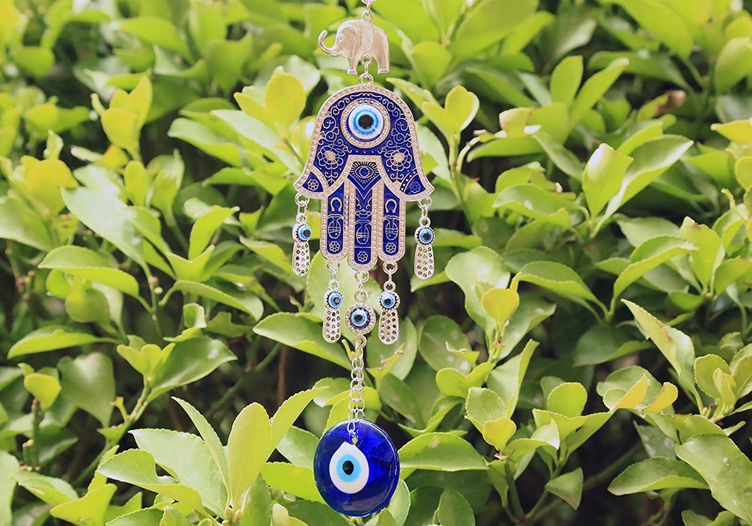 BLUE BEADS Home & Decor Evil Eye Hanging Hamsa 9. Inches Pendant Decoration, Lucky Hamsa Hanging Ornament Amulet for Car, Home and Office for Protection and Blessing - Image 3