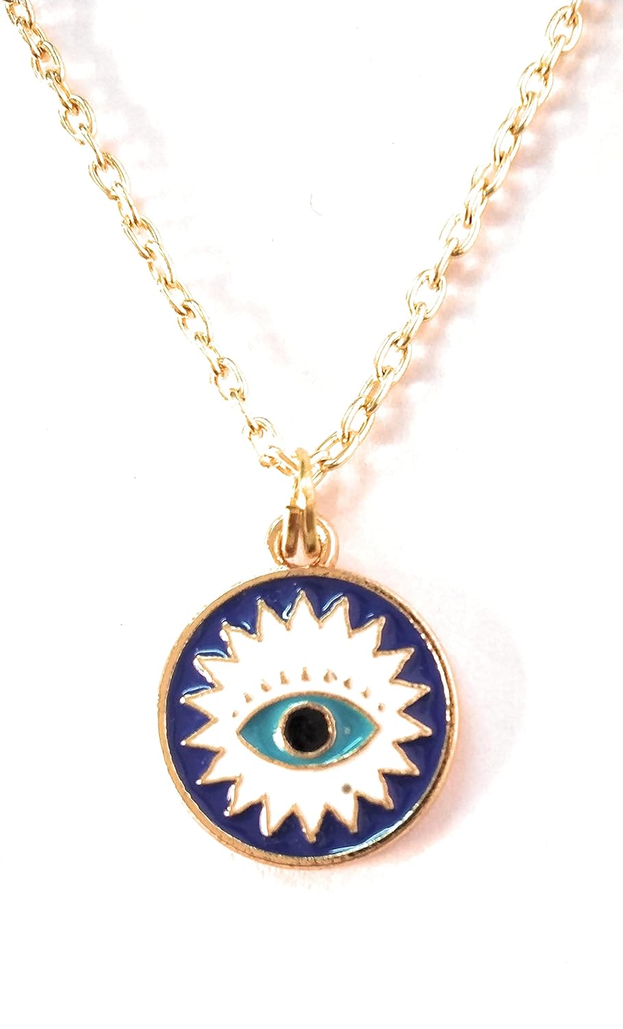 Santosh Enterprise Gold Plated Evil Eye Pendant With Chain Necklace Set For Women. - Image 4