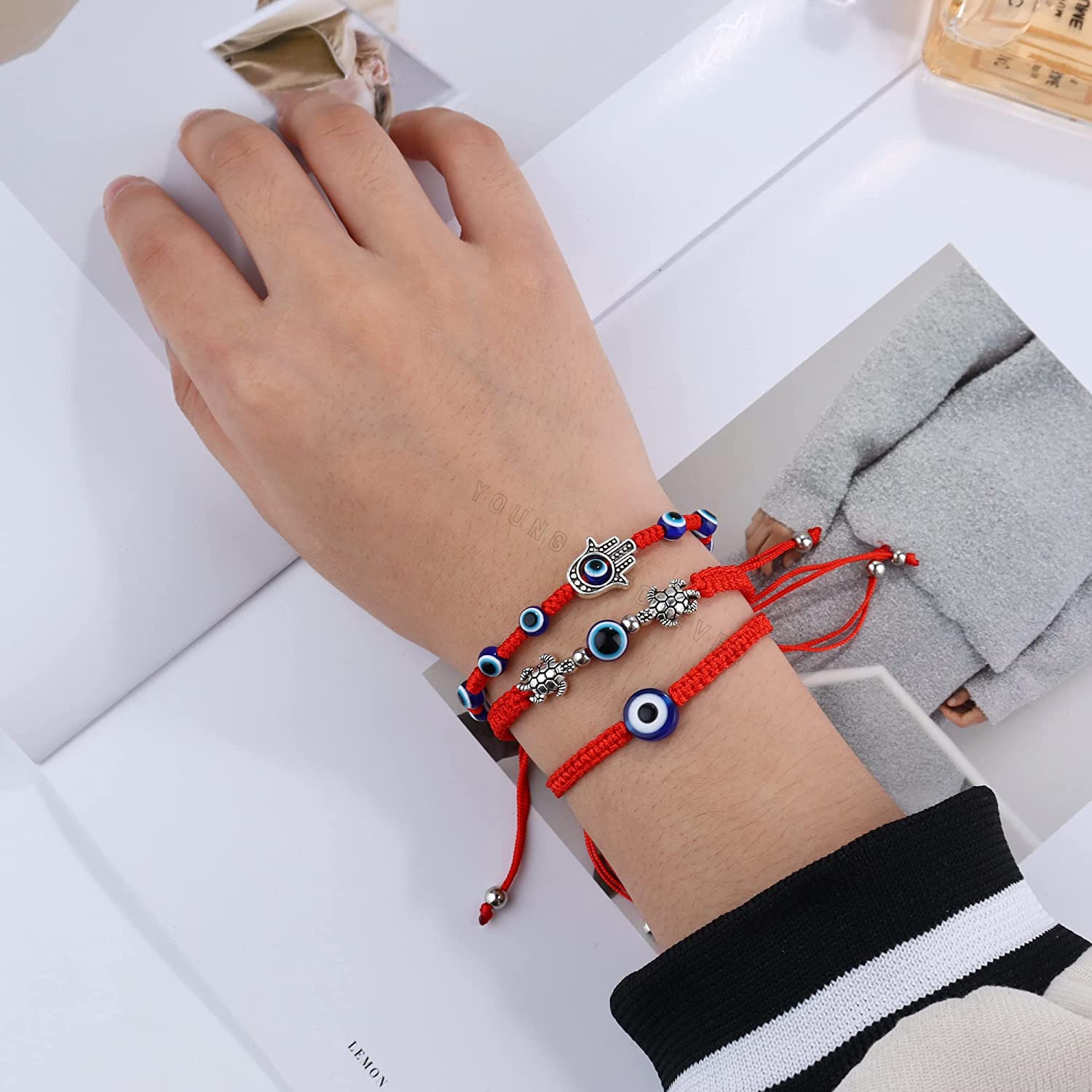 Young & Forever Gift Handmade String Evil Eye Bracelet for Women Men Girls Boys Black Red Thread Adjustable Bracelets Minimalist Jewelry - Image 3