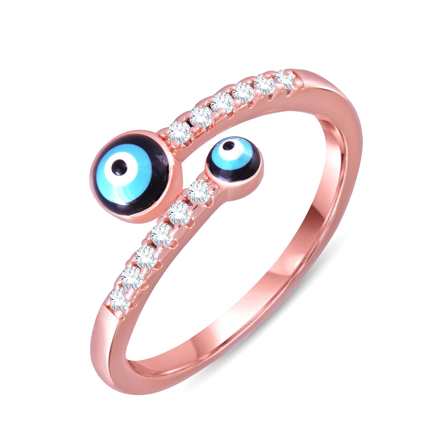 Amaal Rings for women girls girlfriend ladies wife sister gifts Rose gold ring Evil eye ring silver stylish engagement wedding Adjustable promise propose American diamond Finger Ring set ad cz A854 - Image 2