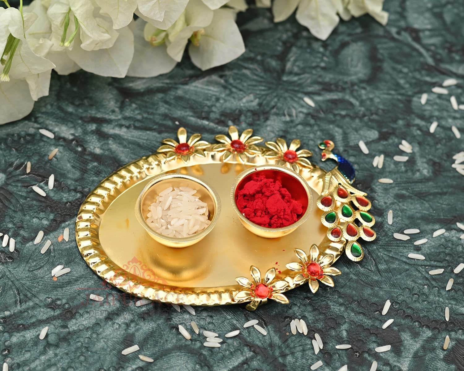 JAIPUR ACE Boy's Rakhi Combo Set of Premium Floral Rakhi Elegant Beads Rakhi with Golden Pooja Thali and Roli for Bro/Brother/Bhaiya/Bhai/Rakshabandhan - Image 5