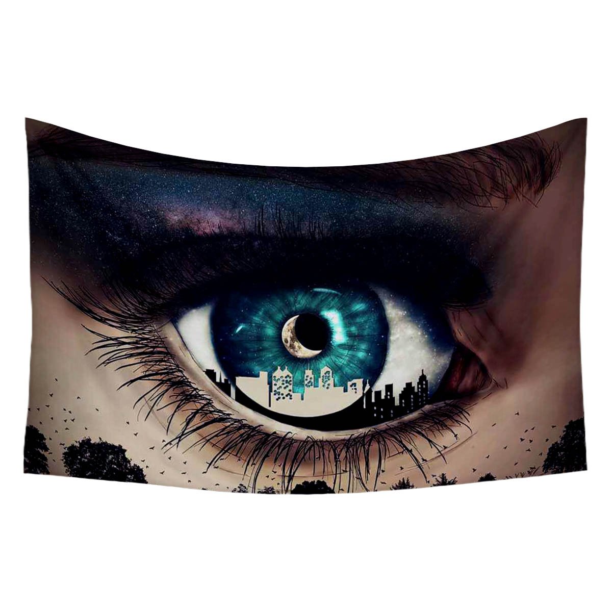 ArtzFolio Blue Woman Eye With City Inside Looking At Nature Canvas Fabric Painting Tapestry | Wall Art Hanging 36 x 24 inch (91 x 61 cms) - Image 6