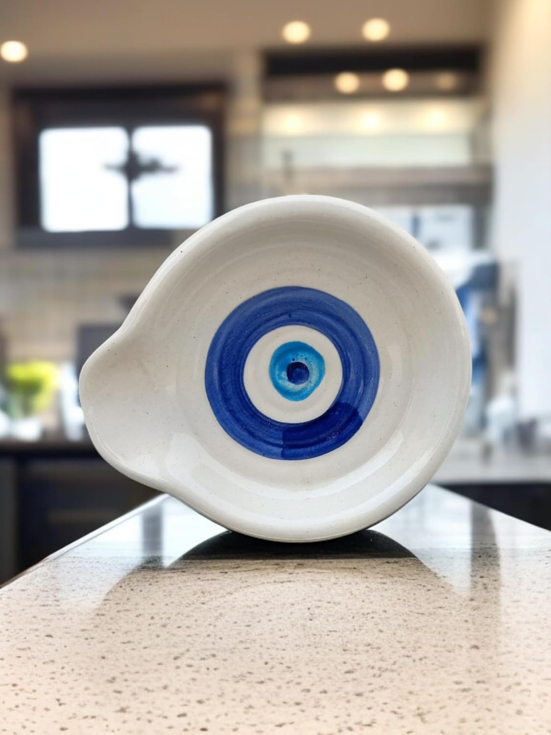 Malaikah Ceramic Small Spoon Rest Evil Eye Hand-Painted and Hand-Made, Ideal for Kitchen, Tableware, Cutlery Rest, Pack of 2 - Image 4