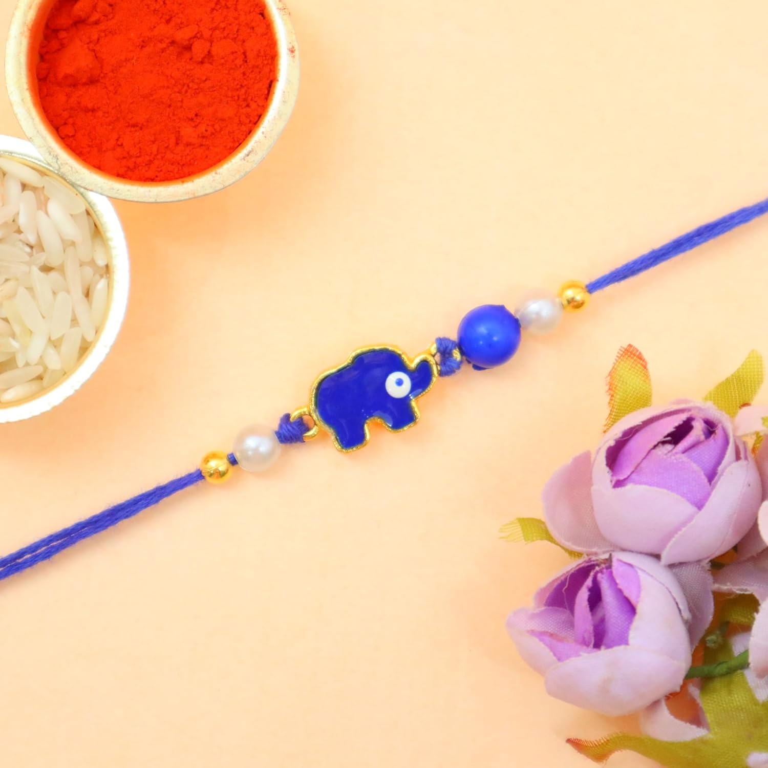 JAIPUR ACE PREMIUM Evil Eye Rakhi Protect From Negative Energy Eye Shaped Evil Eye Rakhi Handmade with Greeting Card for Bro, Brother, Bhaiya, Bhai (Elephant Evil Eye Rakhi) - Image 3