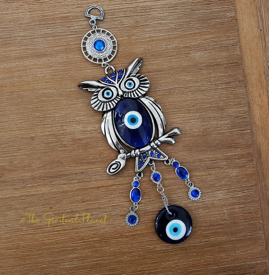 Blue Beads Blue Evil Eye Owl 11.7 Inches Pendant Decoration, Lucky Owl Hanging Ornament Amulet for Car, Home and Office for Protection and Blessing - Image 6