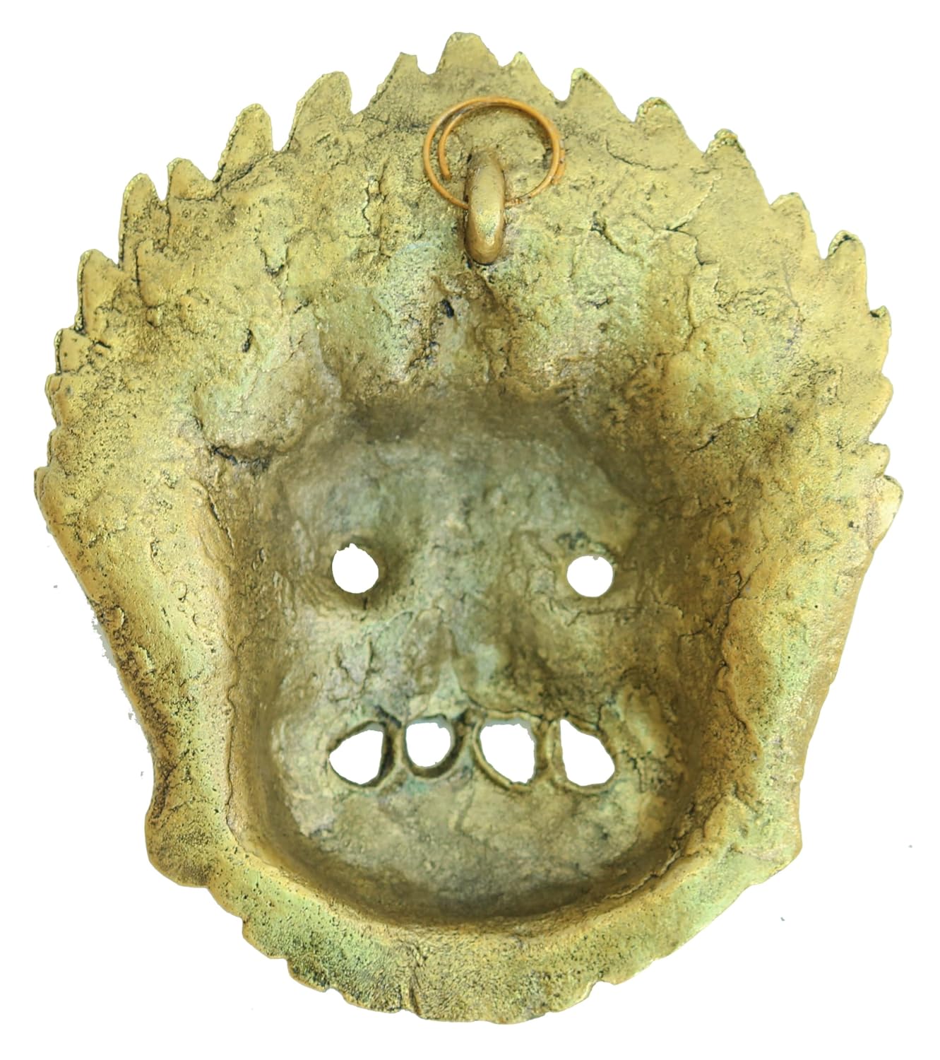 CRAFTICIA Metal Mahakal Face Mask Negative Energy Remover Nazar Battu Evil Eye Protector Wall Mount Hanging Sculpture for Vastu Figurine (4 X 6.5 inch, Golden) - Image 9