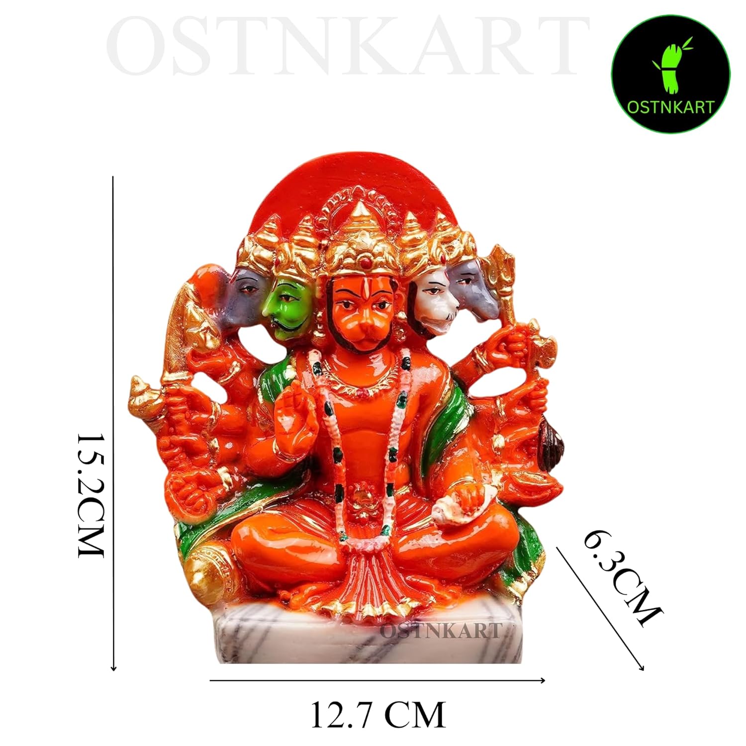 OSTNKART Hanuman Ji Murti Panchmukhi Hanuman for Door Entrance Temple Home & Office Decor Living Room Decoration Gift for New House Warming ceramony Diwali Gift bajarangbali Balaji Idol Evil Eye - Image 4
