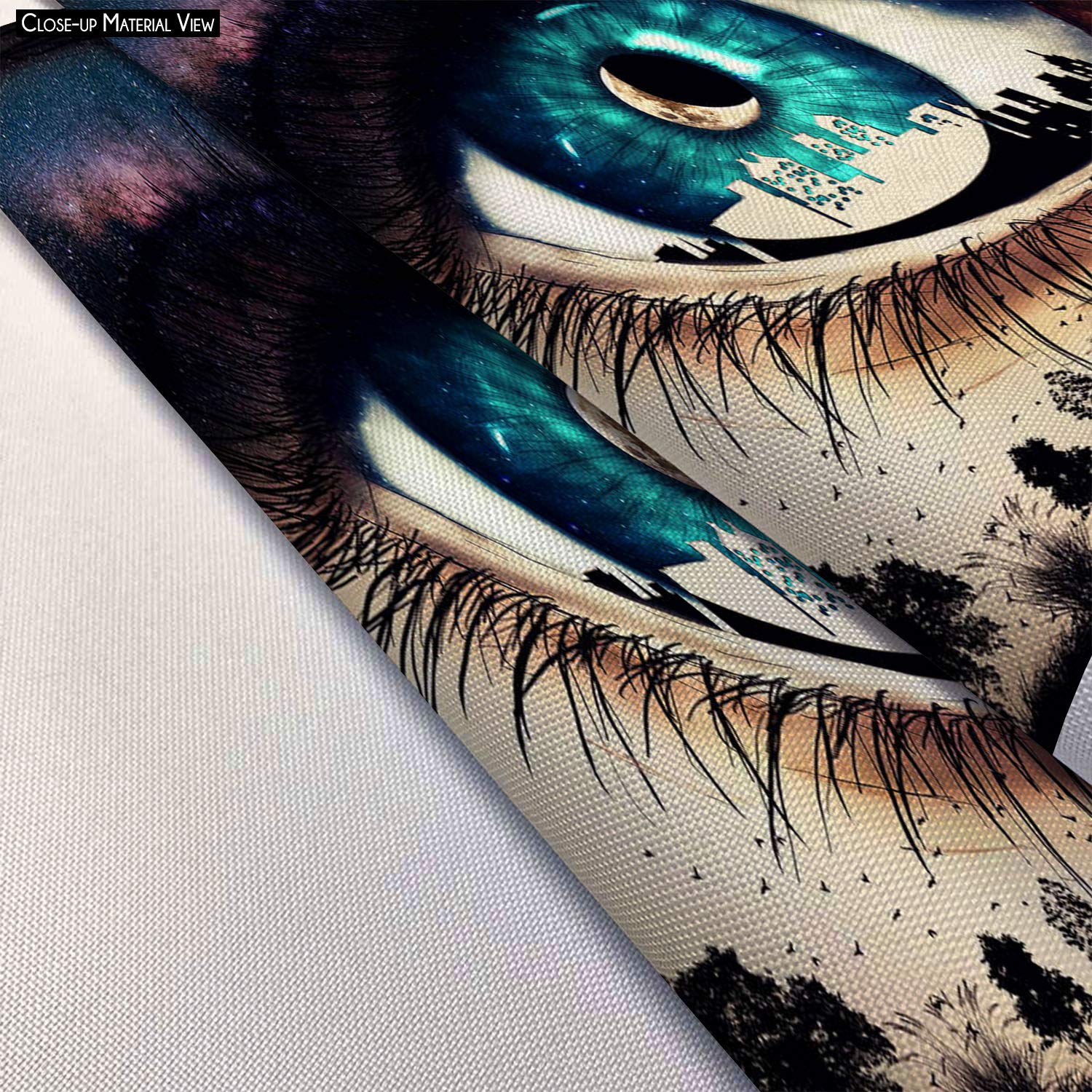ArtzFolio Blue Woman Eye With City Inside Looking At Nature Canvas Fabric Painting Tapestry | Wall Art Hanging 36 x 24 inch (91 x 61 cms) - Image 3