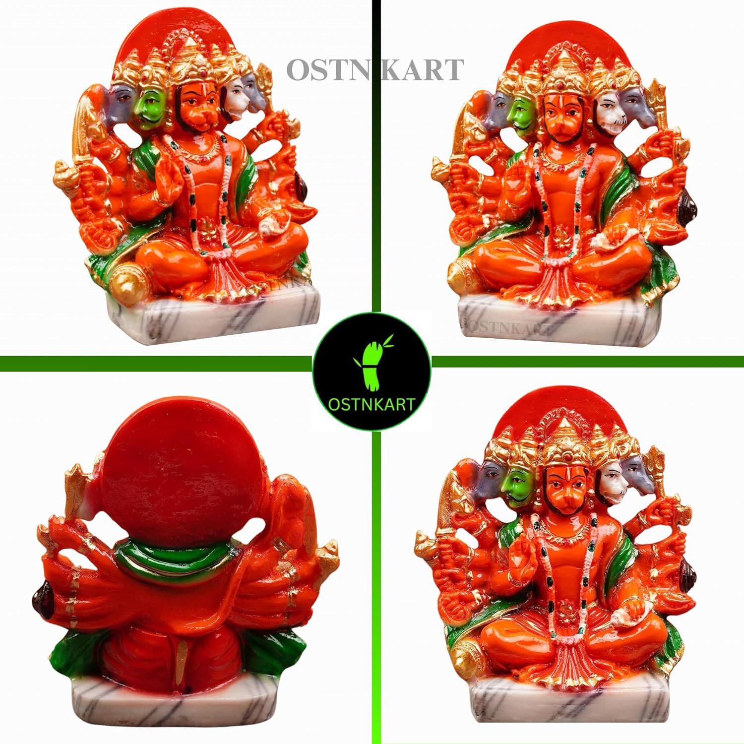 OSTNKART Hanuman Ji Murti Panchmukhi Hanuman for Door Entrance Temple Home & Office Decor Living Room Decoration Gift for New House Warming ceramony Diwali Gift bajarangbali Balaji Idol Evil Eye - Image 7