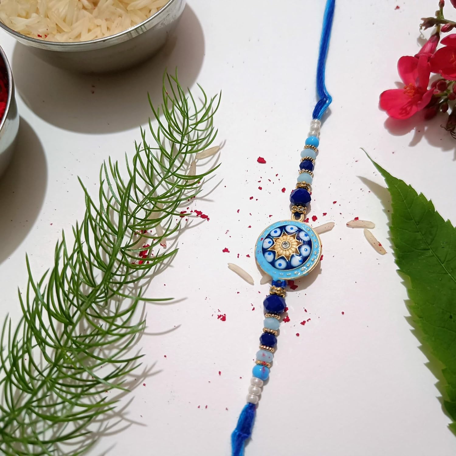 Ganesh Rakhi - Nazar Flower Designer Rakhi for brother| Pack of 1 - Image 5