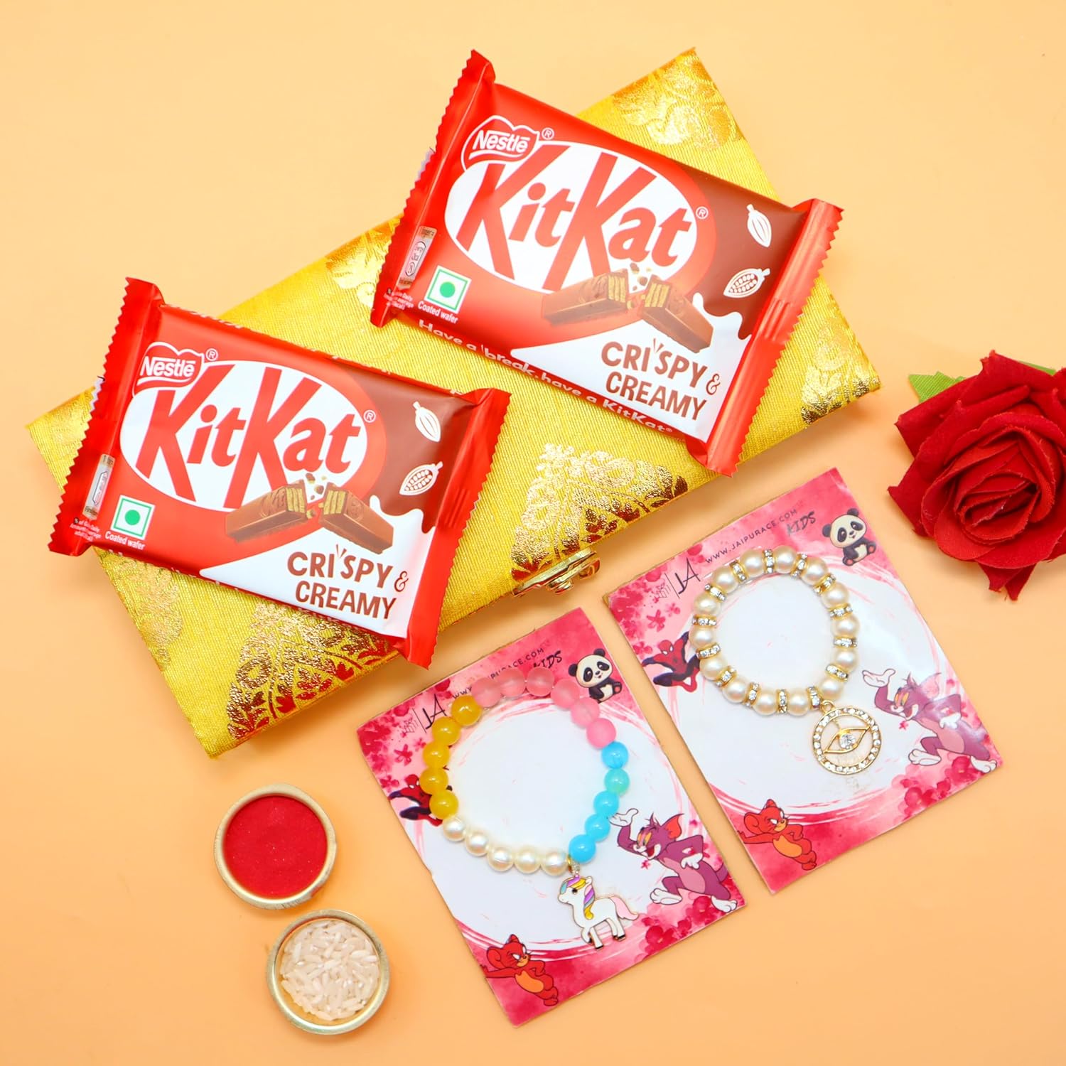Blessing Decor Primium Unicon And evil eye bracelet Rakhi, Chocolate,Decorative Cash Box Combo Pack, RakshaBandhan Rakhi Gift Hamper Shagun Envelop for Brother/Bro - Image 2