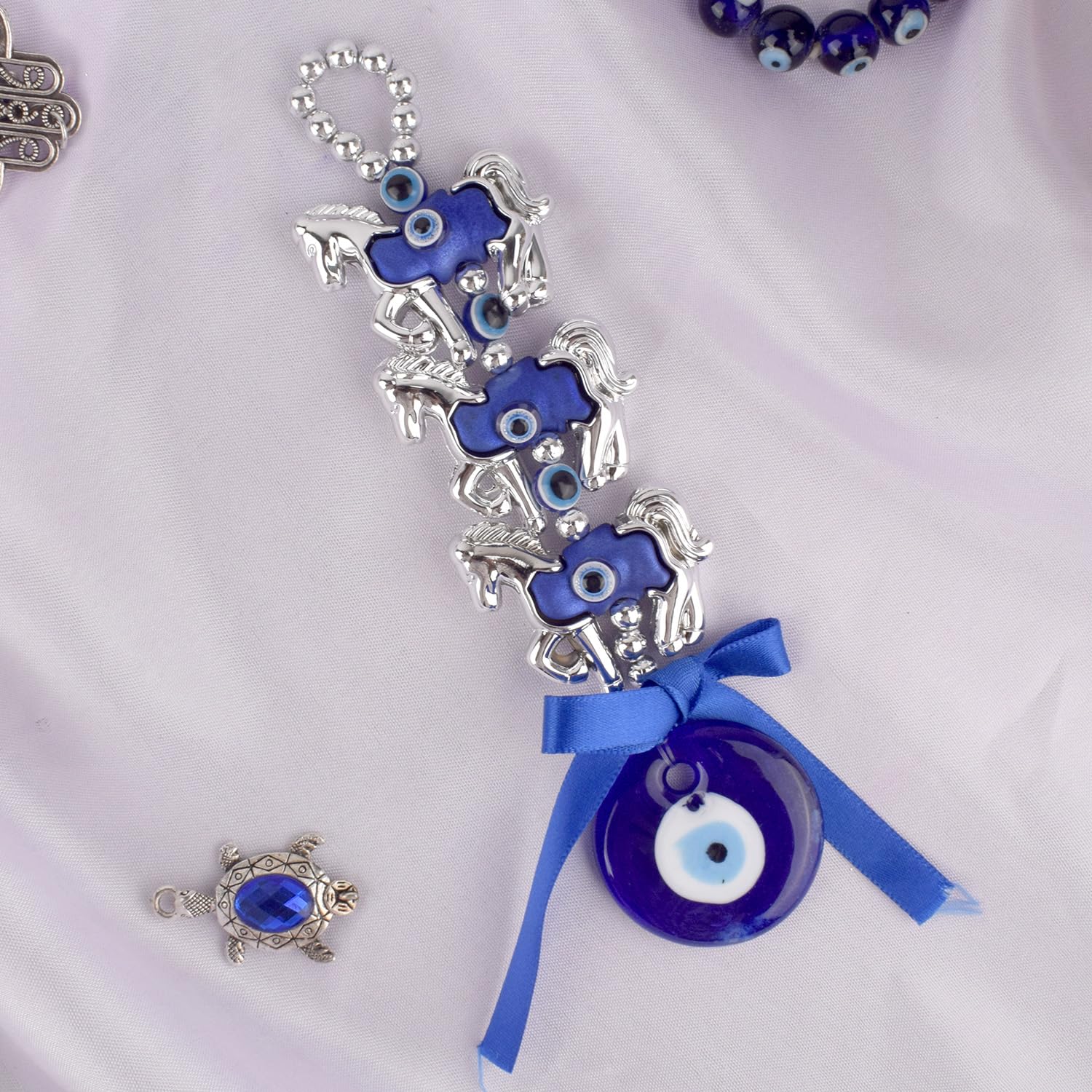 Satvik Feng Shui Vastu 3 Horse Evil Eye Door Hanging for Protection – Handmade Home Decor - Image 2
