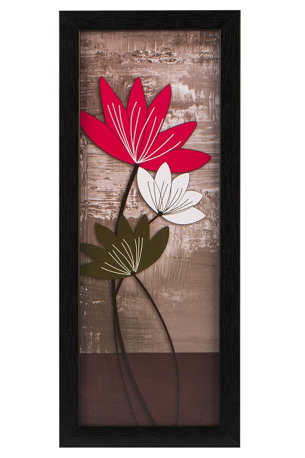 Indianara 3 Pc Set Of Floral Paintings Without Glass 5.2 X 12.5, 9.5 X 12.5, 5.2 X 12.5 Inch - Image 3