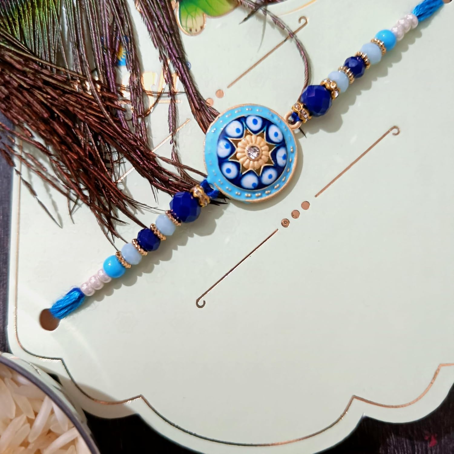 Ganesh Rakhi - Nazar Flower Designer Rakhi for brother| Pack of 1 - Image 6