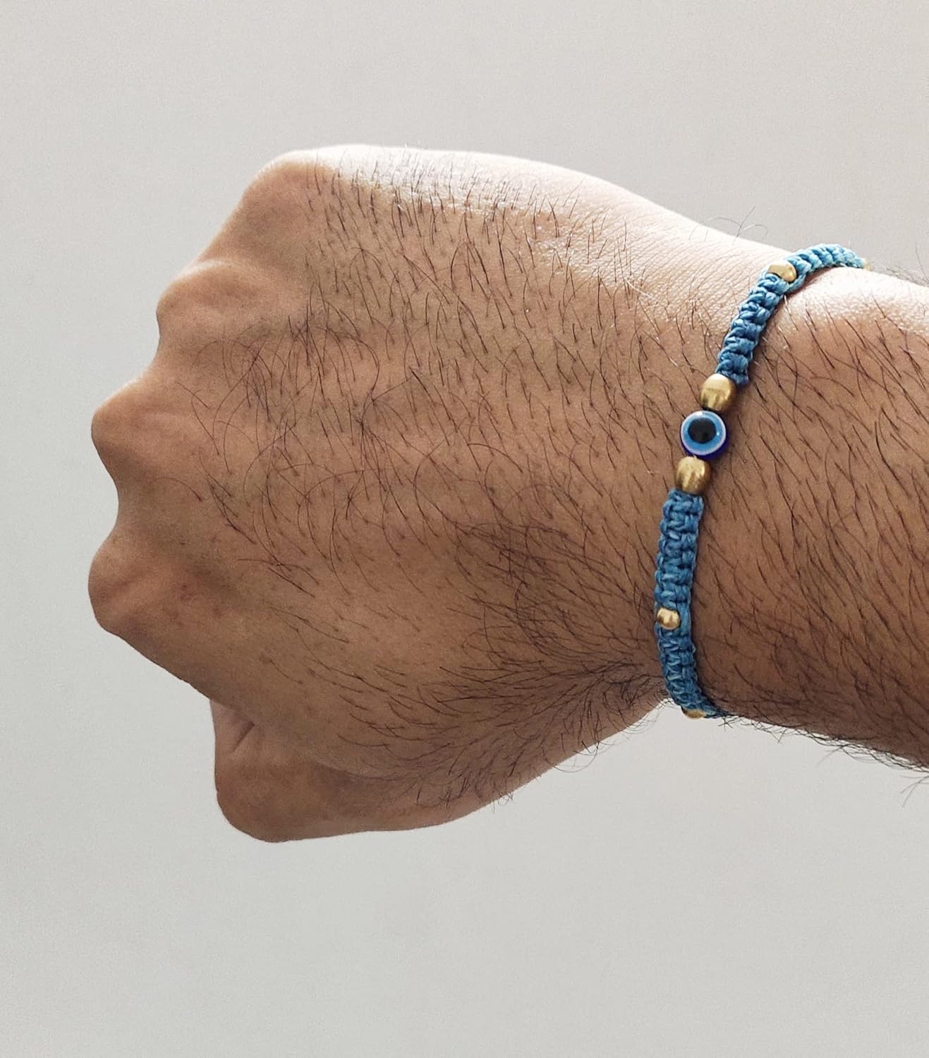 SAFFRON SHADES Stylish and Elegant Evil Eye Bracelet Rakhi for Brother Sister Bhabhi with Greeting Card and Roli Chawal | Premium Linhasita Thread - Image 6