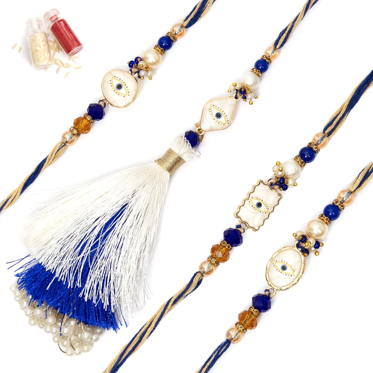 To The Nines Bhaiya Bhabhi Rakhi Set with 2 Rakhi for Kids, Greeting Card & Tilak Material – Lumba Set - Image 2