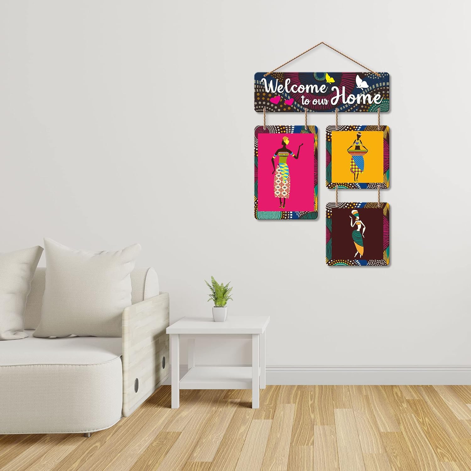 Artvibes Welcome To Our Home Decorative Wall Art Mdf Wooden Hanging For Living Room | Bedroom | Home Decor | Office | Gift | Quotes Items House Decoration |(Wh_6505N) - Image 3