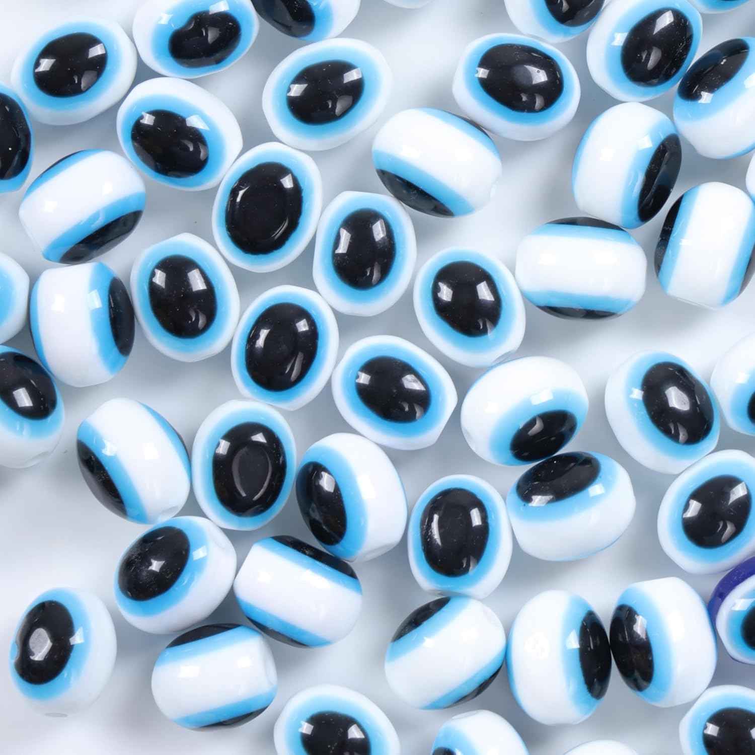 Ambitieux 8mm Evil Eye Beads Assortment - 125+ Pieces for Bracelet & Necklace Making and one Elastic roll - Protective Charm Jewelry Supplies (125) - Image 2