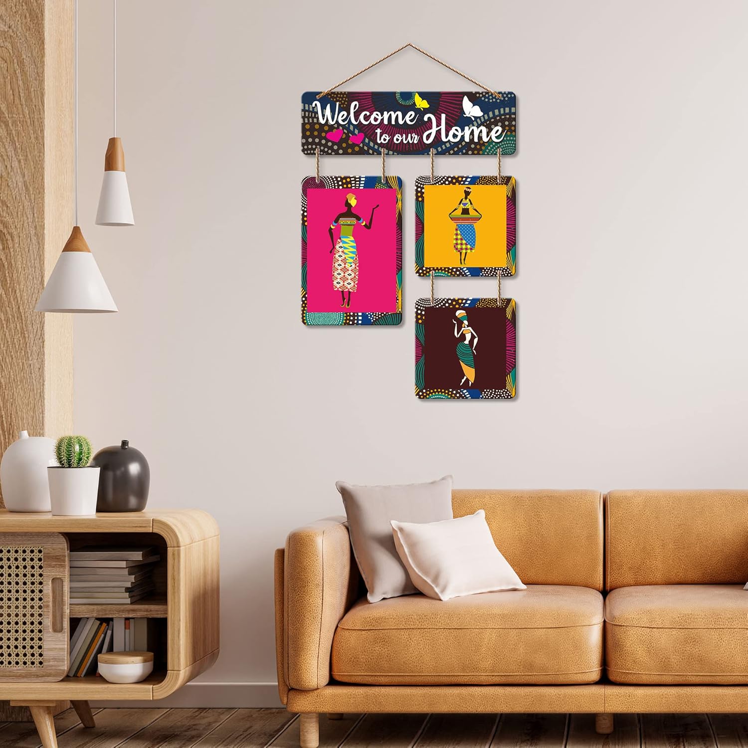 Artvibes Welcome To Our Home Decorative Wall Art Mdf Wooden Hanging For Living Room | Bedroom | Home Decor | Office | Gift | Quotes Items House Decoration |(Wh_6505N) - Image 4