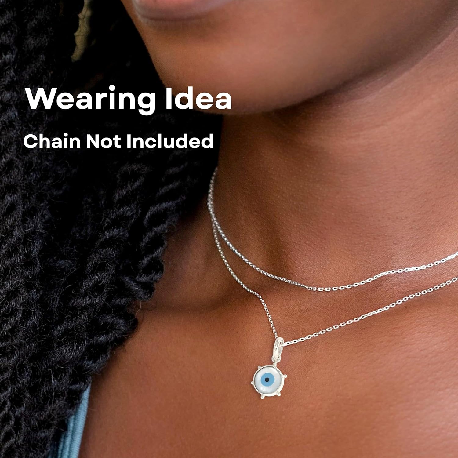 MK Sons Jewels Evil Eye Pendant and Studs Earrings Set for Women & Girls | Protective Charm Jewellery | Mother of Pearl Design | 13mm Size | Lightweight 6.68g | Stylish Wear - Image 4