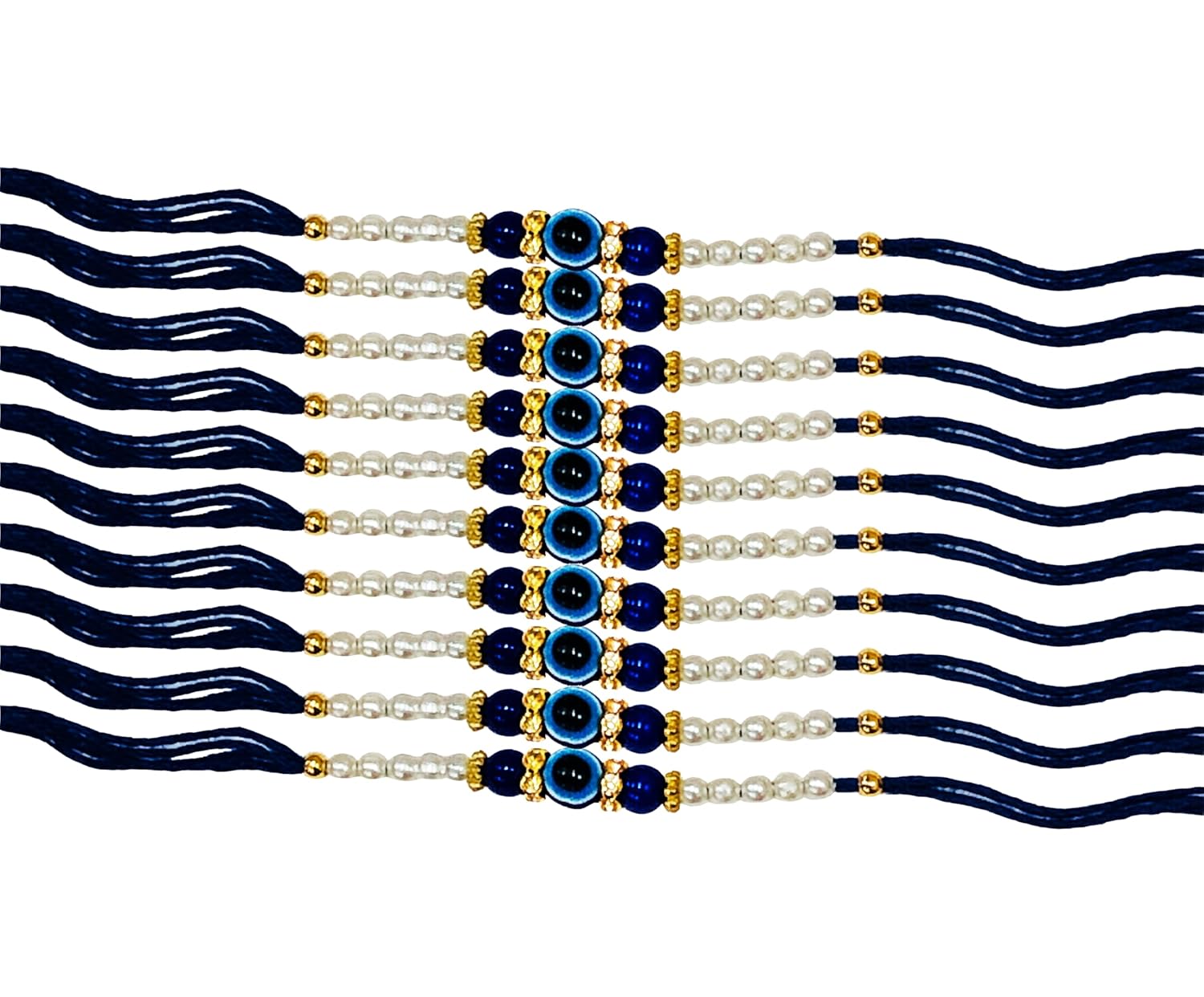 SHOPMEFAST Evil Eye Dora Rakhi for Brother, Blue Color, Raksha Bandhan Rakhi Bracelet with Pearls, Rakhi Set - Image 2
