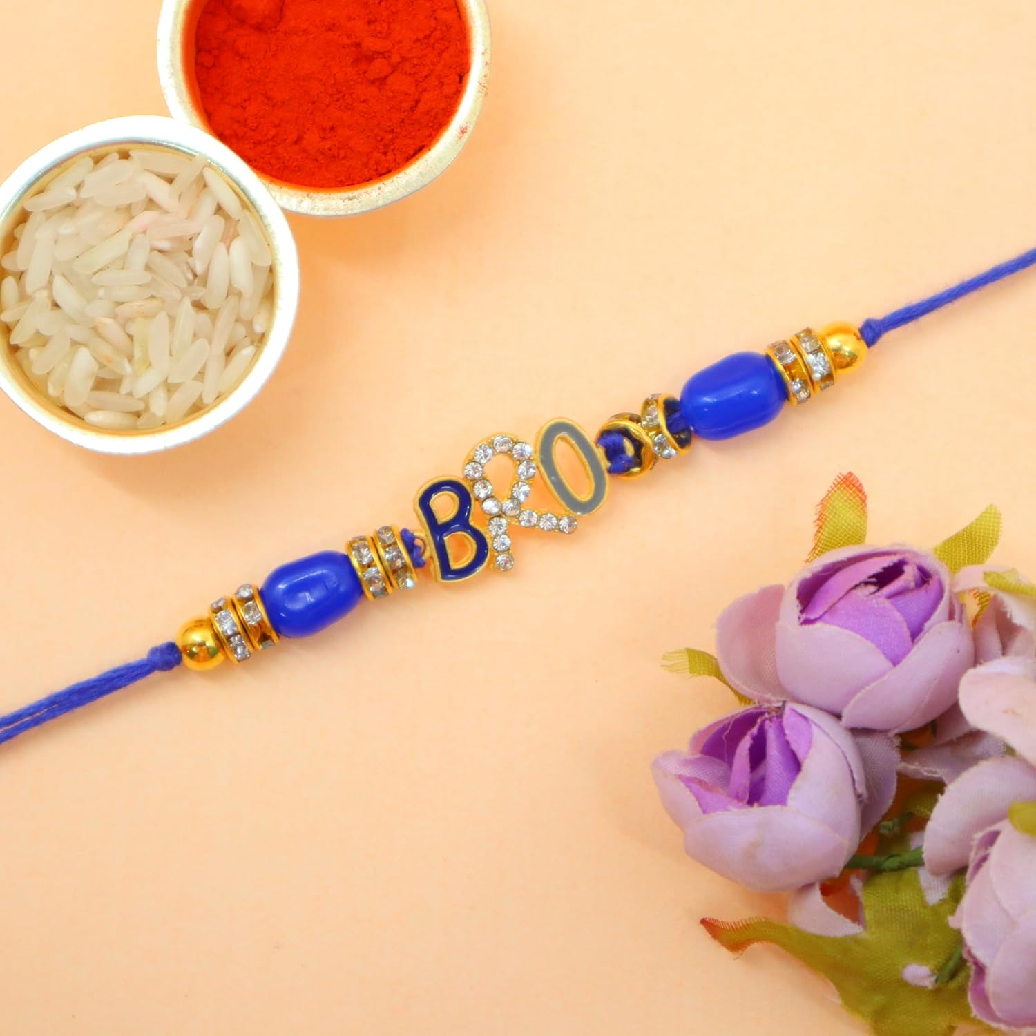JAIPUR ACE Boy's Rakhi Combo Set of Premium Floral Rakhi Elegant Beads Rakhi with Golden Pooja Thali and Roli for Bro/Brother/Bhaiya/Bhai/Rakshabandhan - Image 4