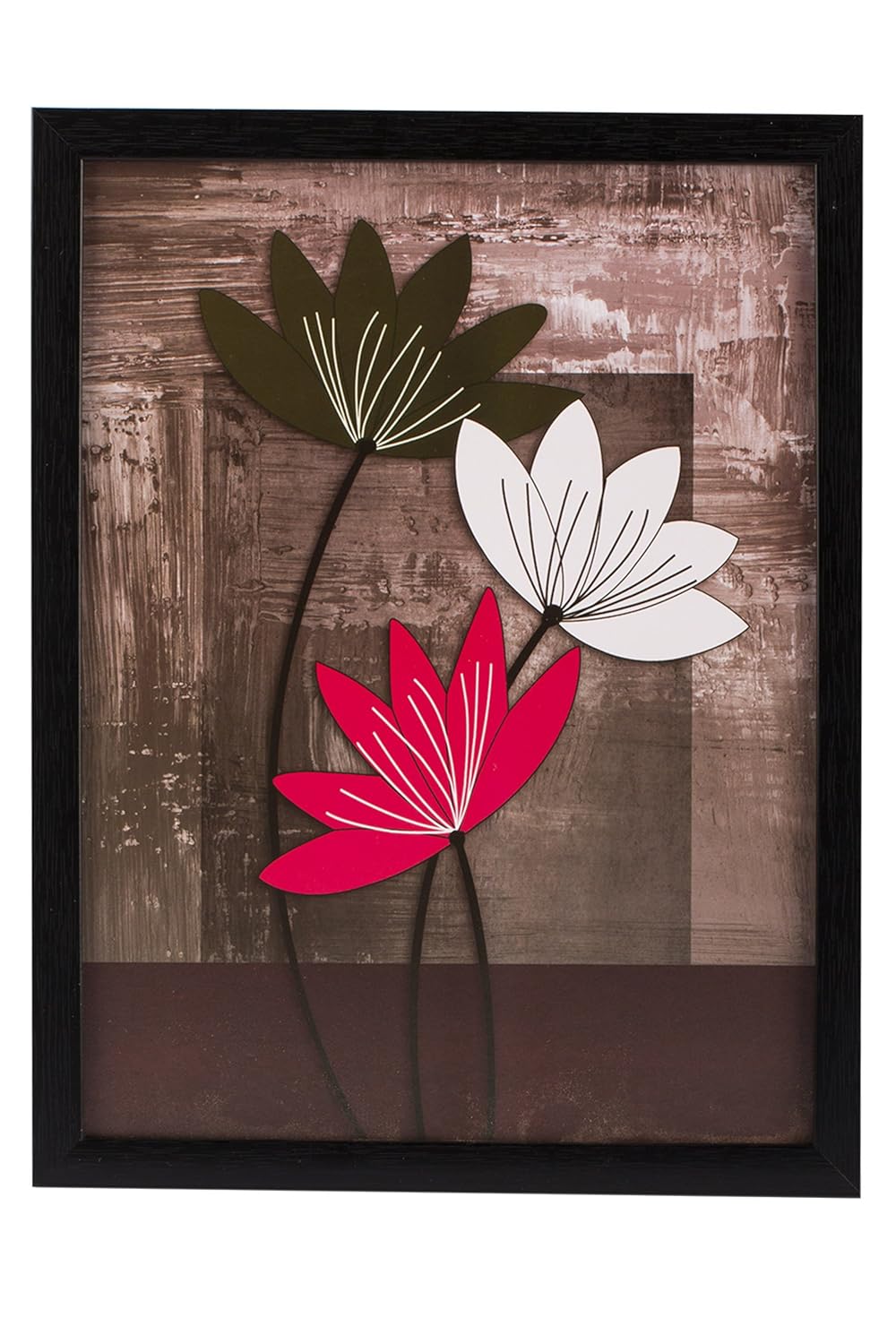Indianara 3 Pc Set Of Floral Paintings Without Glass 5.2 X 12.5, 9.5 X 12.5, 5.2 X 12.5 Inch - Image 4