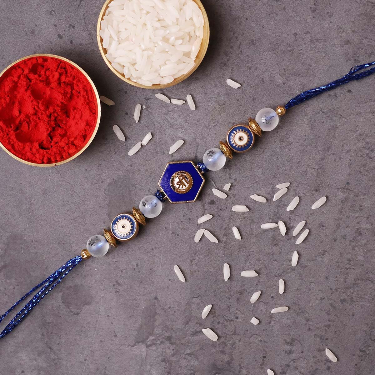 Shubhanjali Evil Eye Rakhi for Brother | Fancy Rakhi with Charm | Protect him from Nazar this Raksha Bandhan | Kumkum, Chawal, Roli in Potli included - Image 5