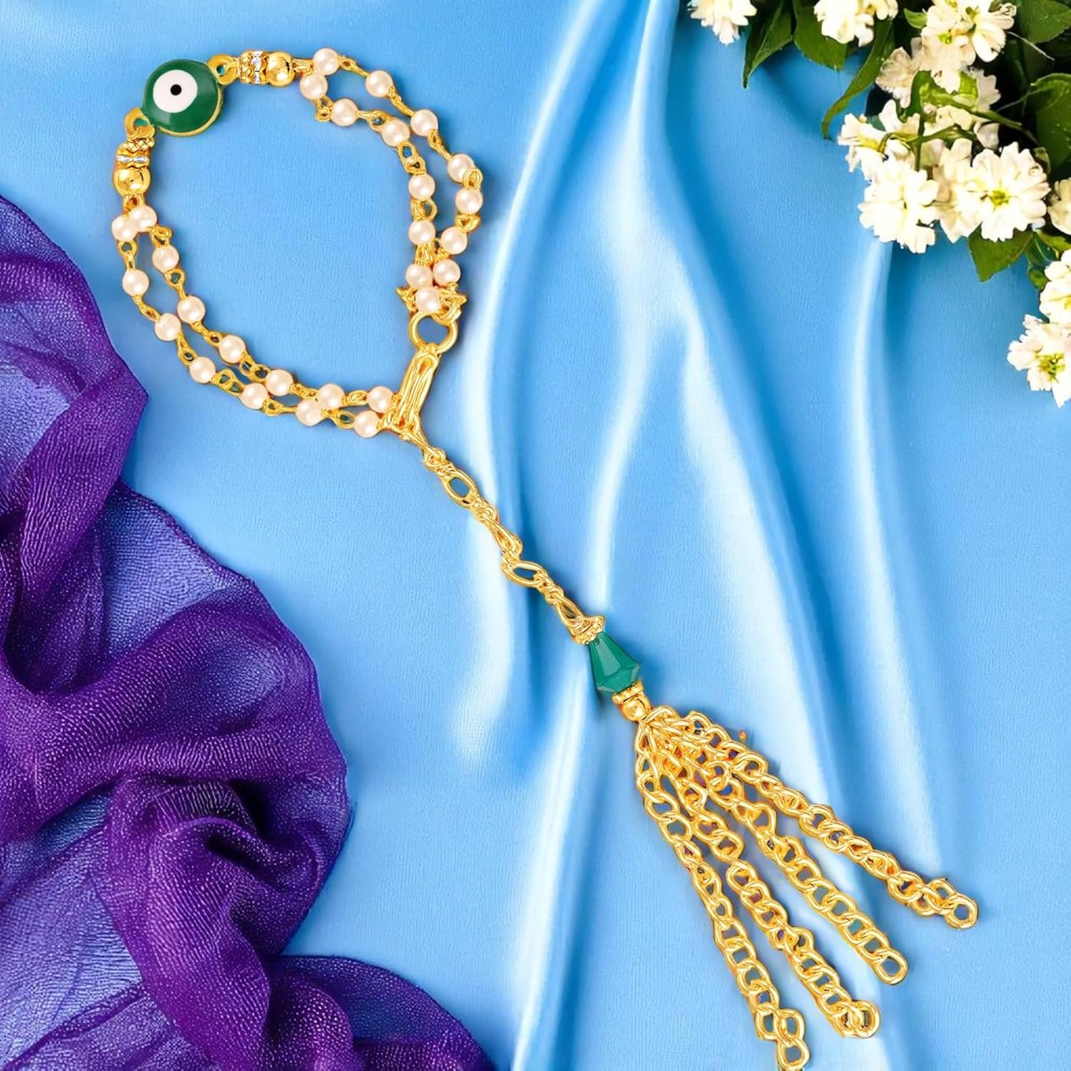 Mahi Lumba Rakhi for Bhabhi - Crystals Studded Bracelet Style Rakshabandhan Rakhi for Women (PARAL1100711ZPR) - Image 4