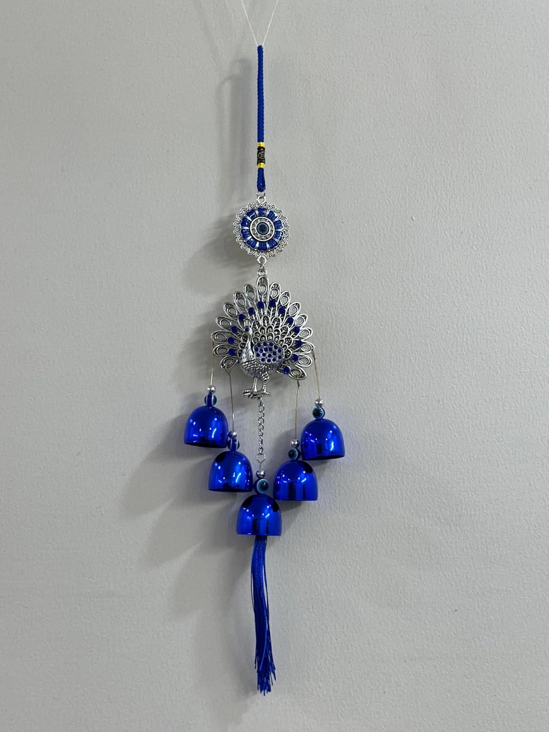 Decorative Peacock Hanging Ornament – 50 cm | Handmade Wall & Door Hanging with Blue Beads & Tassels | Traditional Home Decor for Good Luck & Positive Energy | Boho & Spiritual Hanging - Image 3